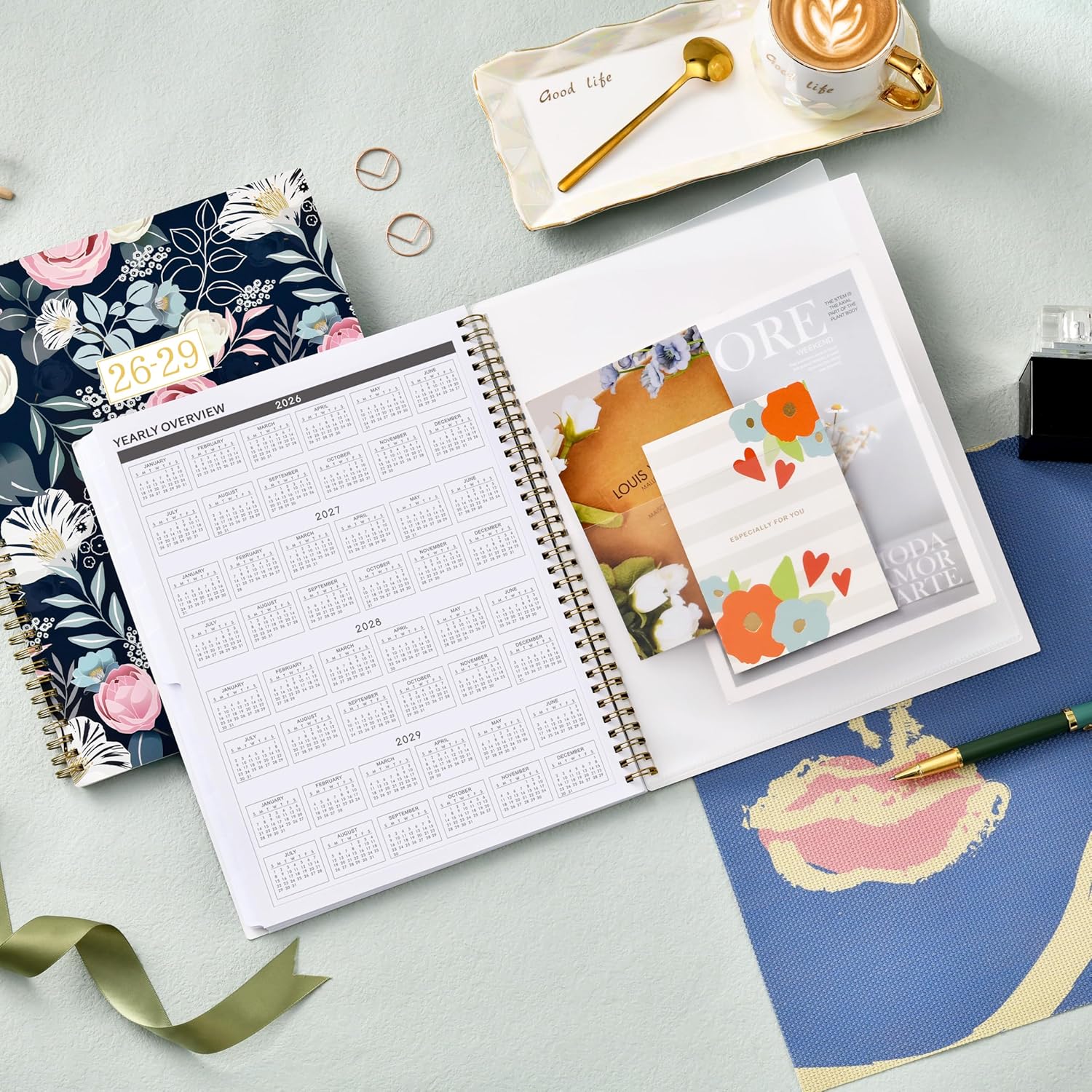 2026-2029 Monthly Planner - 3 Year Planner/Calendar 2026-2029, 36 Monthly planner from Jul. 2026 - Jun. 2029, 9'' x 11'', Calendar planner with monthly Tabs, Back Pocket - Petunia - Image 8