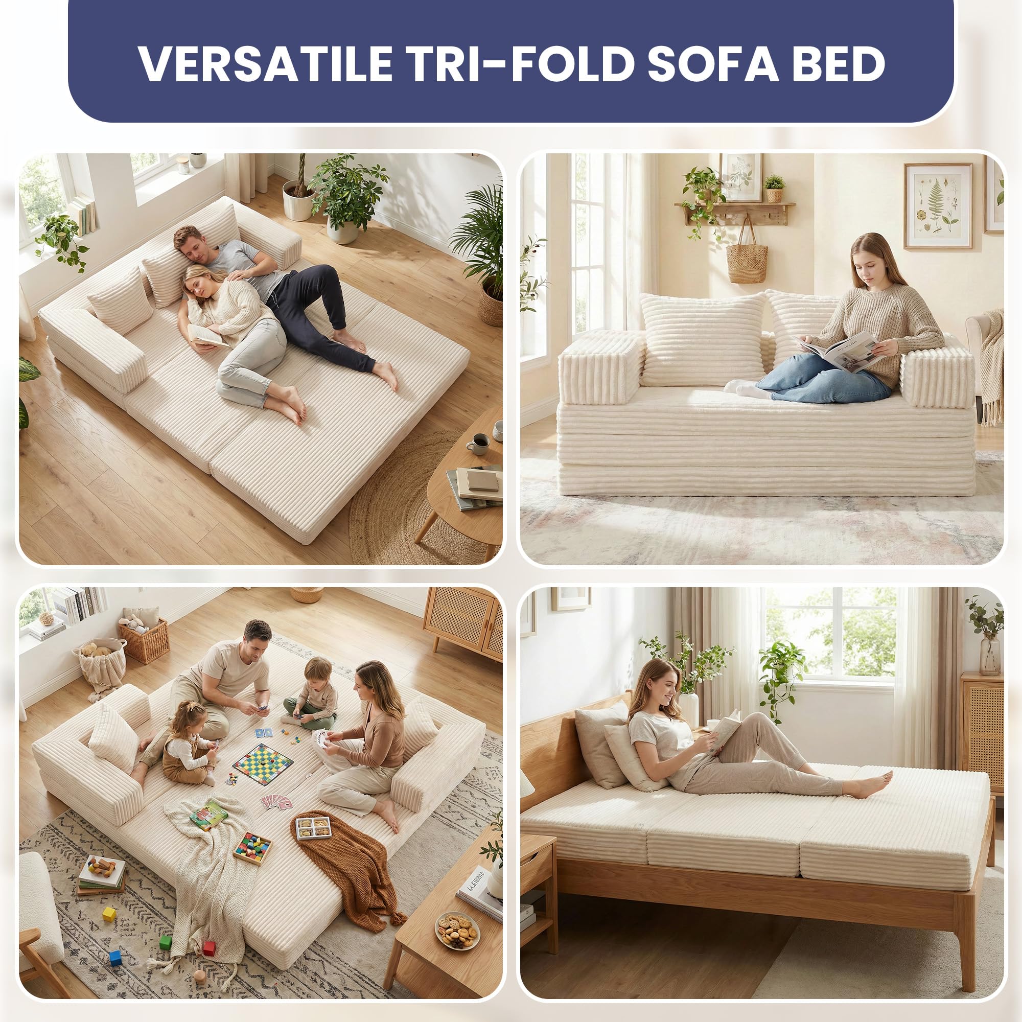 Settee Sofa Guide 2026: 5 Two-Seat Picks That Fit 2 Winzoo Convertible Sofa Bed 4-in-1 Boneless Loveseat with Removable A — product photo