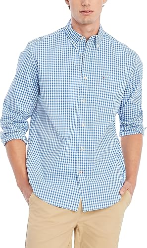 Tommy Hilfiger Camisa casual de manga larga con botones para hombre en ajuste clásico
