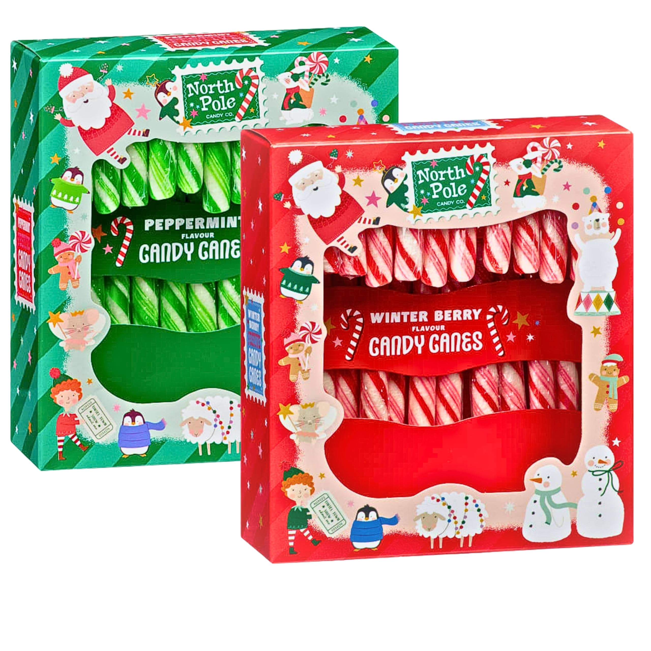 Frosted Berry And Peppermint Candy Canes Sweets | Stocking Fillers Kids | Christmas Sweets | Christmas eve box filler | Candy Decorations - Pack of 2 - Peppermint