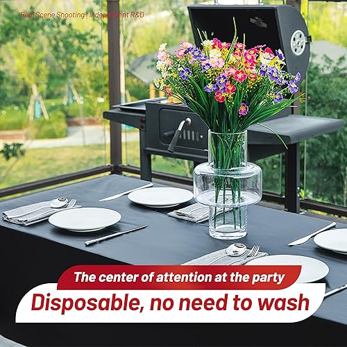 Miniatura 4 de Rollo de mantel de plástico, 310 pies x 54 pulgadas, mantel de mesa de plástico desechable negro, rollo de mantel premium PEVA impermeable negro con