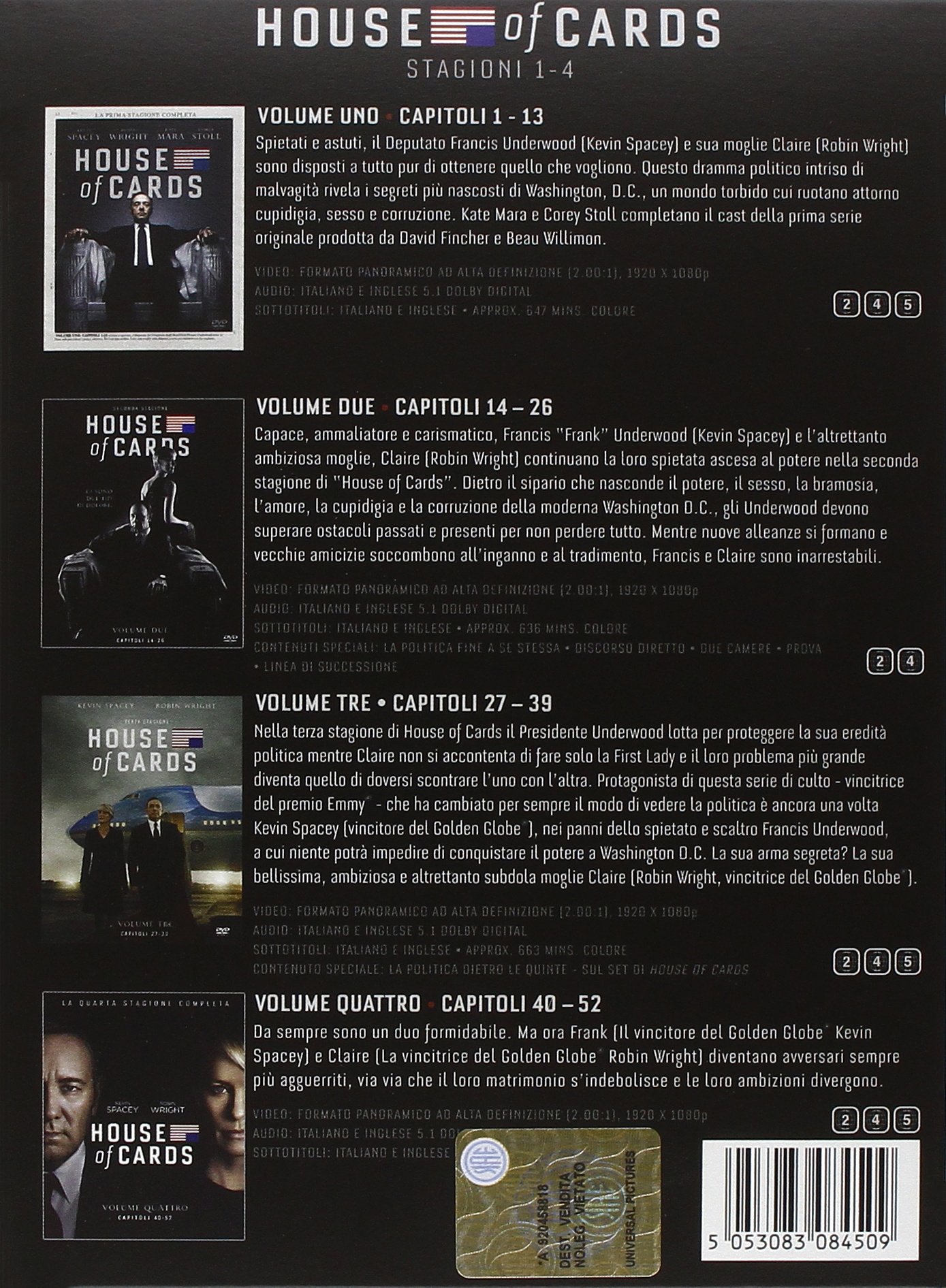 House of Cards: Stagioni 1-4 (Cofanetto 16 DVD)
