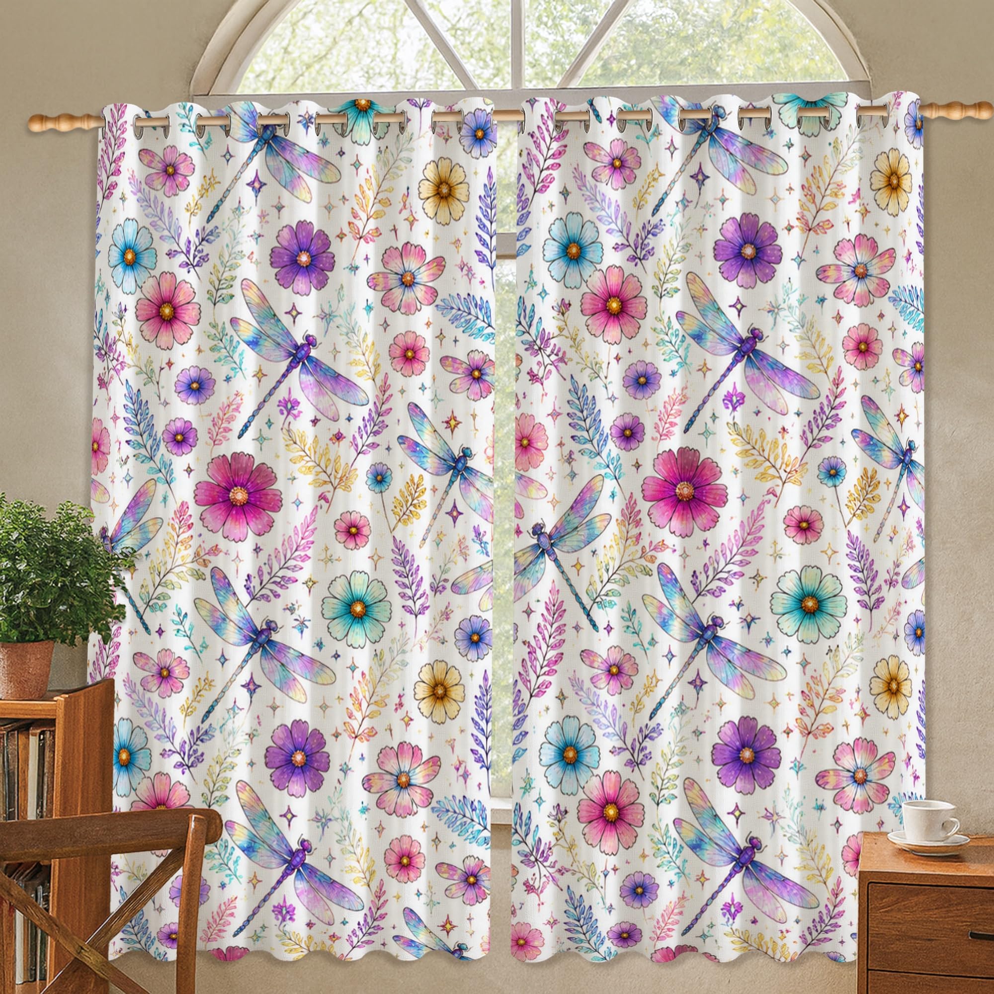 Rideaux occultants pour salon et bureau au motif de fleurs de printemps