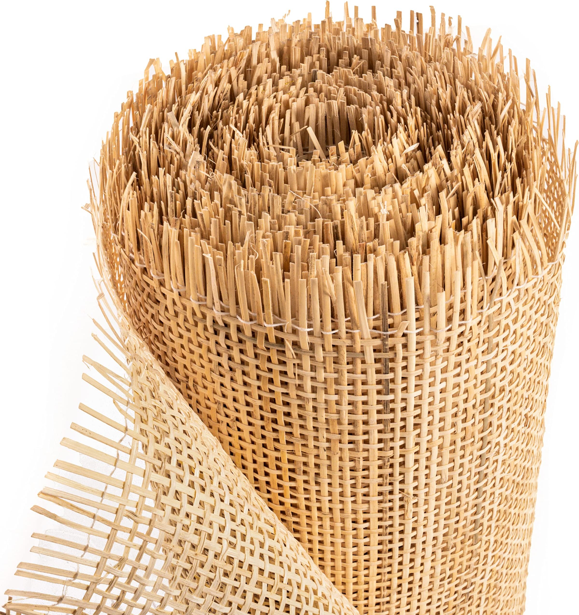 18" Width Square Rattan Cane Webbing Roll 7 Feet for Caning Projects Fine Radio Net Mesh Pre - Woven Open Mesh Cane Cane Webbing Sheet Natural Rattan Cane Webbing Roll for Cabinet Chair (7 Feet)