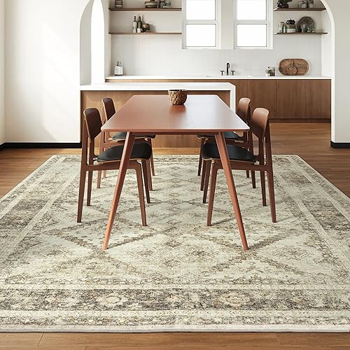 Miniatura 7 de Valenrug Alfombra de área de 8 x 10 pies, lavable a máquina, alfombras antideslizantes para sala de estar, alfombra vintage súper suave y agradable