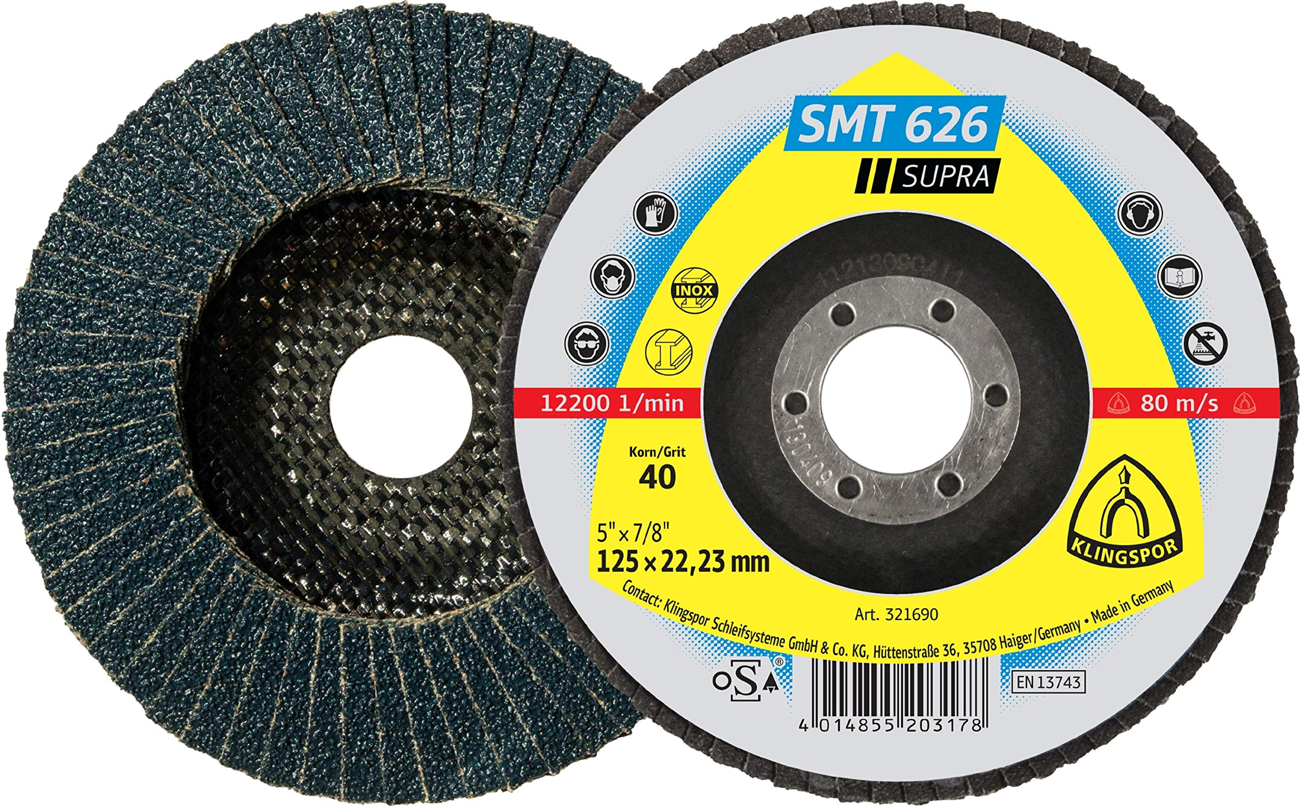 321696 SMT 626 Discos de Láminas Abrasivos, 60 Grano, 180 mm x 22.23 mm