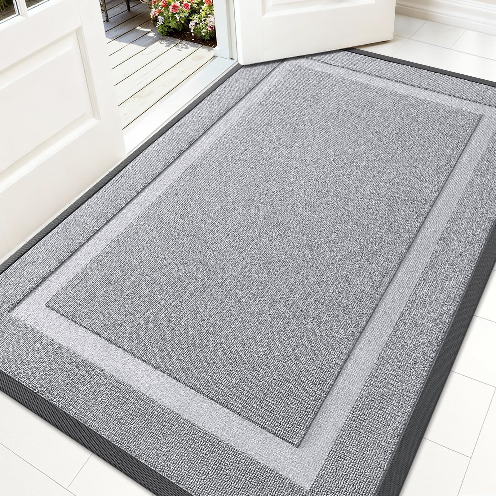 OLANLY Front Door Mat Outside 59x34, All-Season Heavy-Duty Rubber Doormat