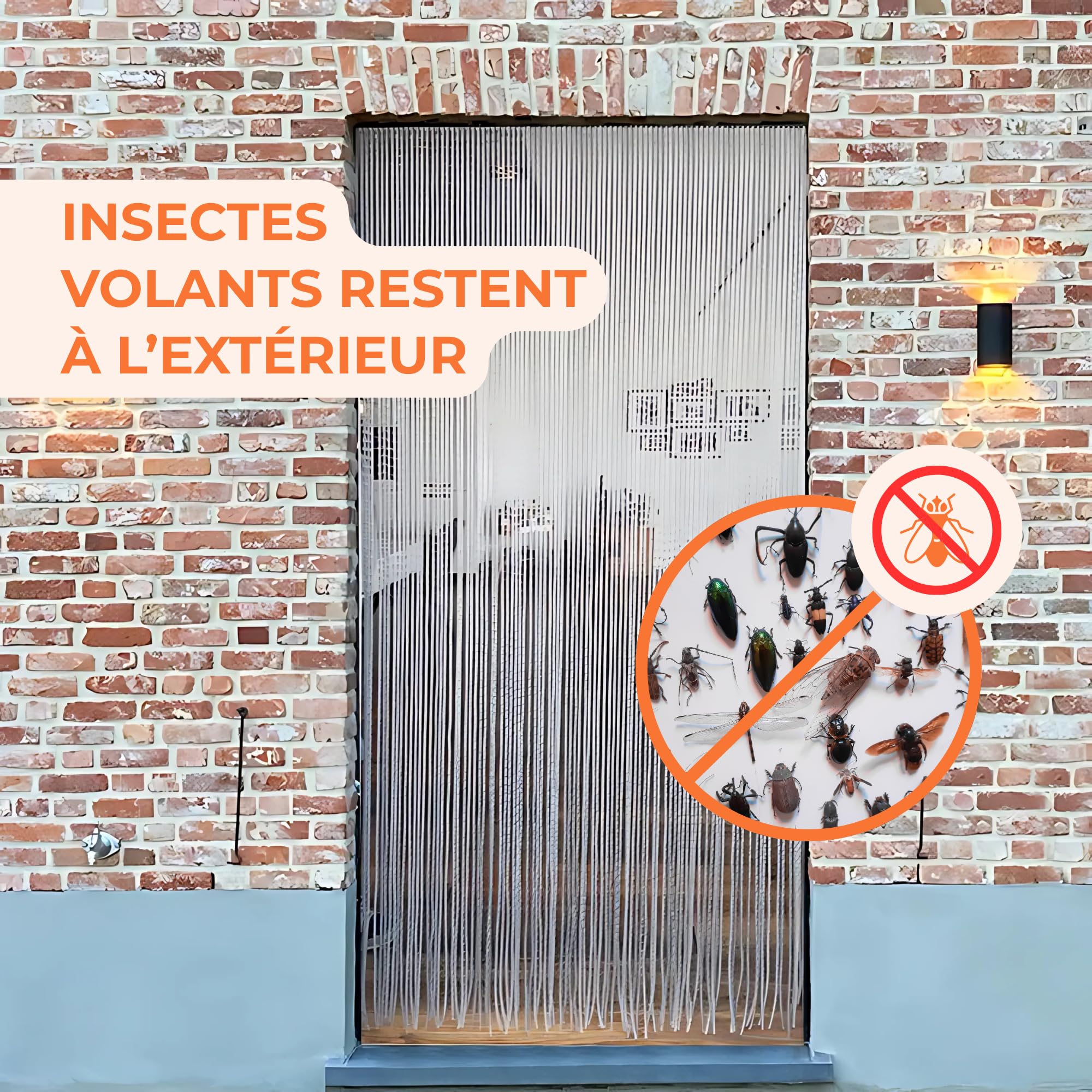 Trente Rideau Anti-Mouches – différentes Tailles et Couleurs, moustiquaire pour Porte de Balcon, Protection Contre Les Insectes, Blanc/Gris 100 x 230 cm