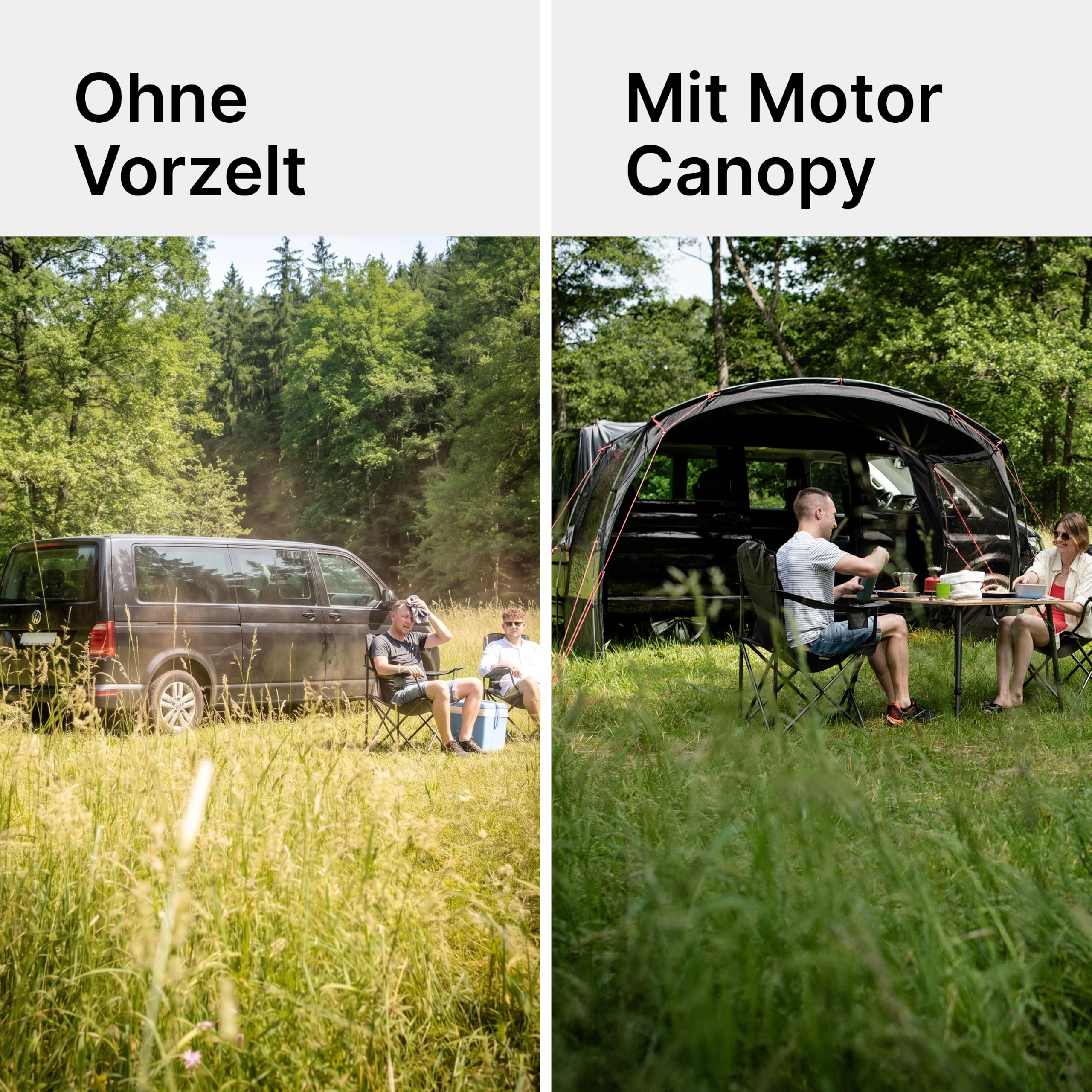 qeedo Motor Canopy Bus - Stabiles Vorzelt mit UV-Schutz (UV80) & Dark-Coating - Passt für Bus, Van und Wohnmobil, Verschiedene Montage-Möglichkeiten, Anbau mit 5 und 7 mm Dual-Keder
