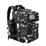 LHI Tactical Military Backpack for Men and Women 25L Army Assault Pack Bag Large Rucksack with Molle System-Black Lightning