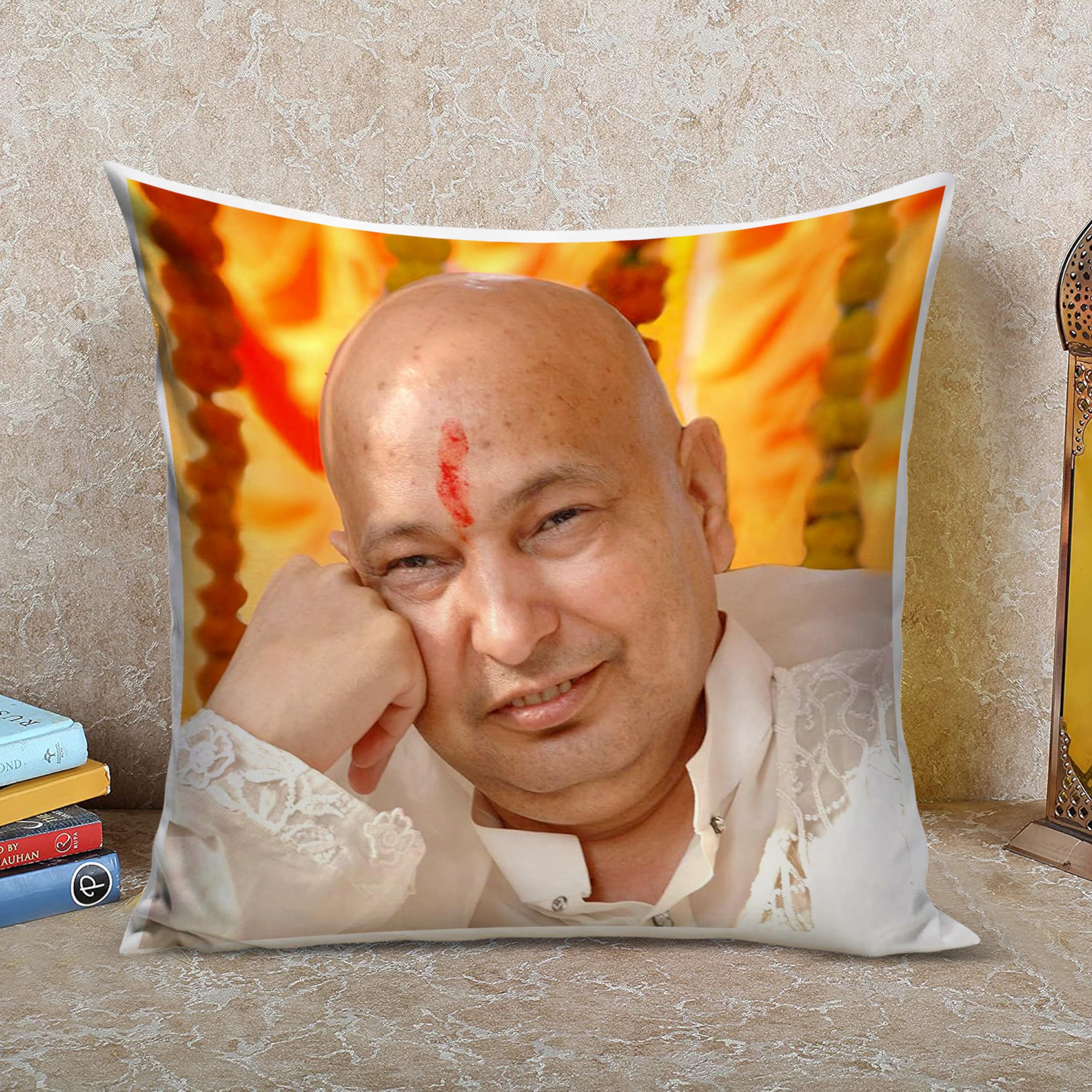AshaGifts Guruji Cushion Set Best Gift for Kids Combo Pack - Cushion Cover with Filler (12 X 12 Inch), 1 Keychain-picture-30
