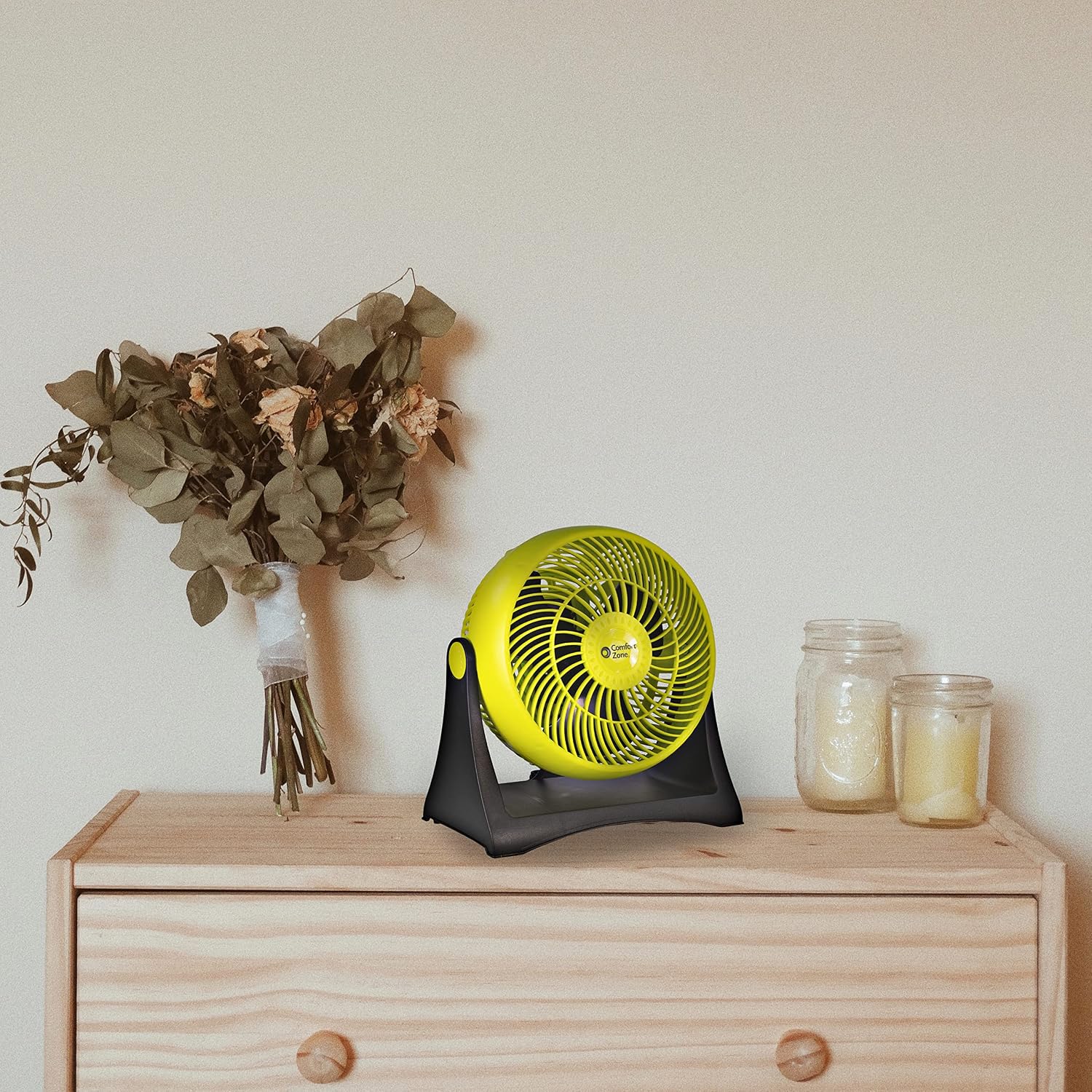 Comfort Zone CZHV8T 8” 3-Speed, Wall-Mountable Table Fan with 180-Degree Adjustable Tilt, Lime