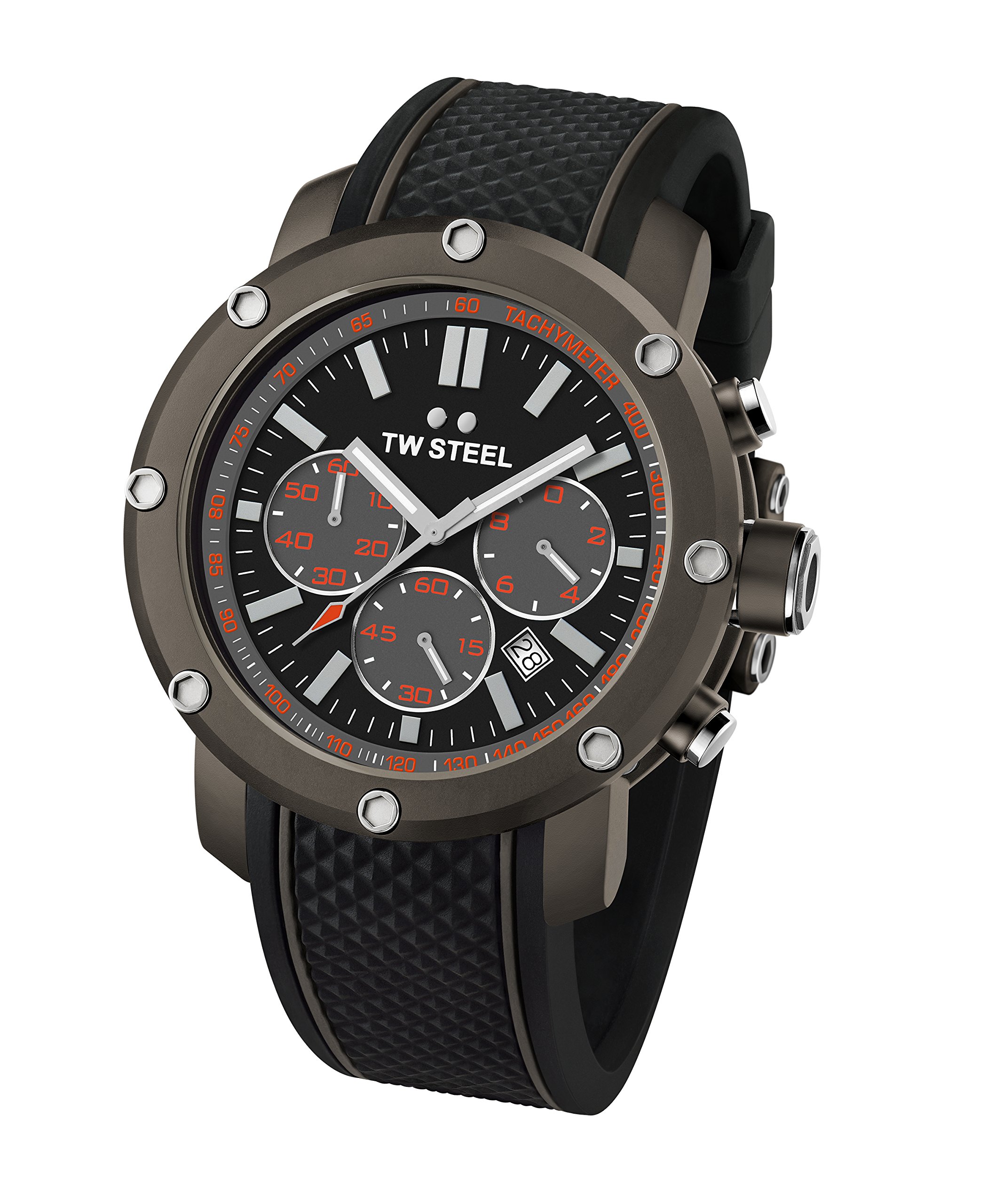 TW SteelGrandeur Tech Men's 48mm Chronograph Quartz Watch with Silicone Strap