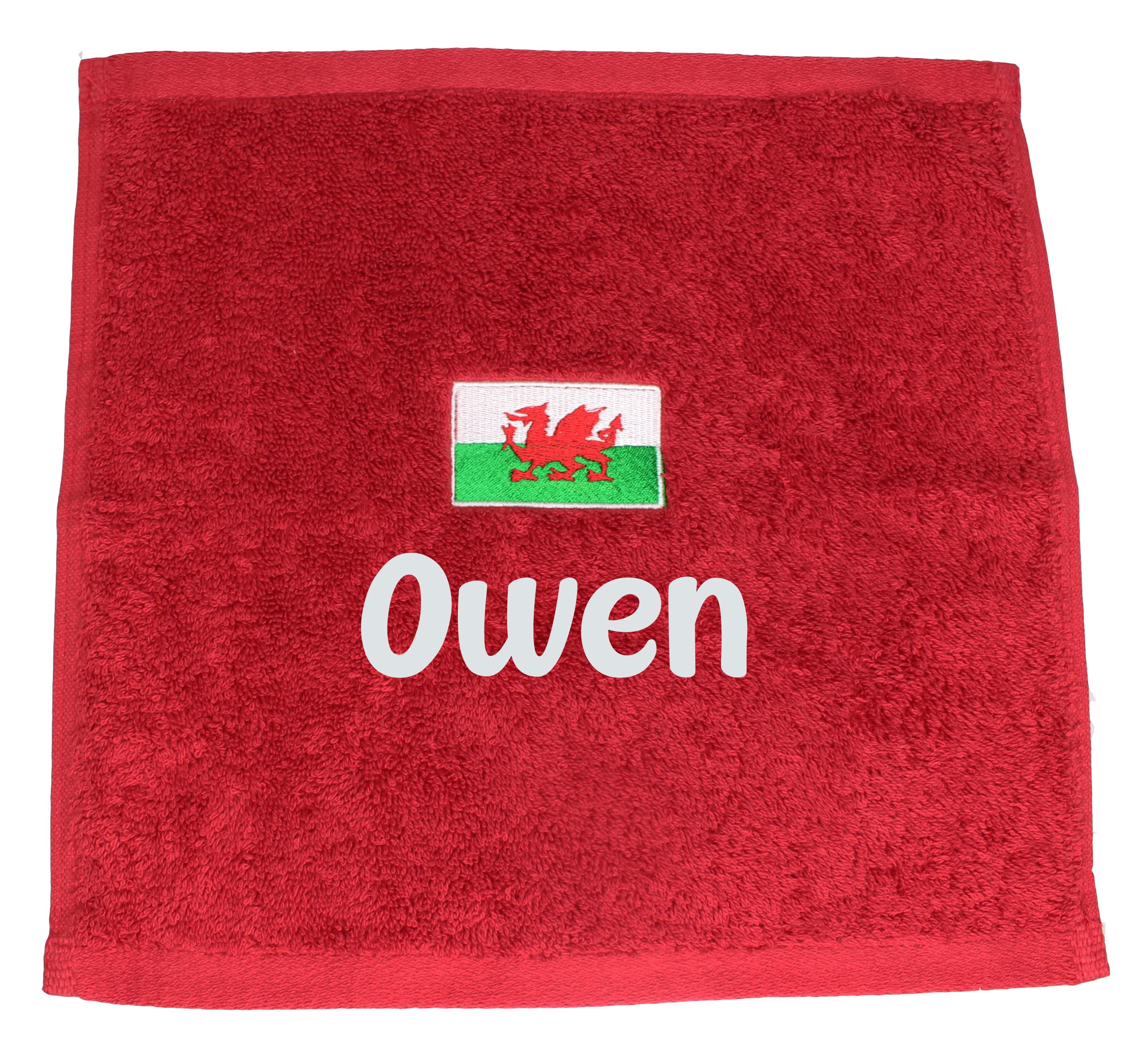 TeddyT's Wales Red Personalised Embroidered Welsh Flag Face Cloth Flannel