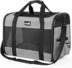 Pecute Cat Carrier Handbag, Portable Pet Carrier with Foldable Bowl, Sturdy Dog Carrier with Breathable Mesh,Suitable for Both Long and Short Trips, Used for Cats and Puppies (XL,Grey)