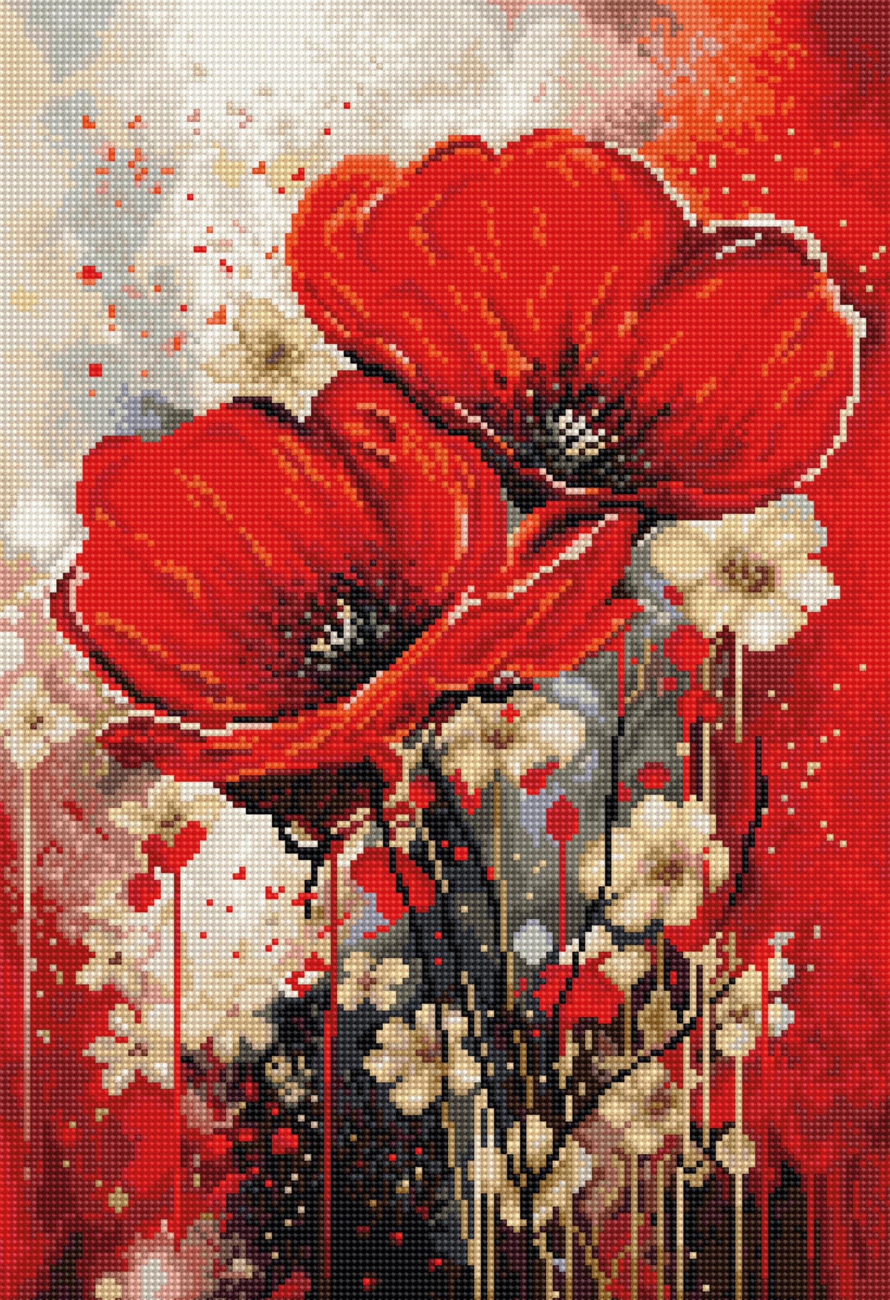 Luca-S The Dance Of The Poppies Cross Stitch Kit B7046, Counted Cross Stitch Kit For Adults, Needlecraft And Embroidery Kit