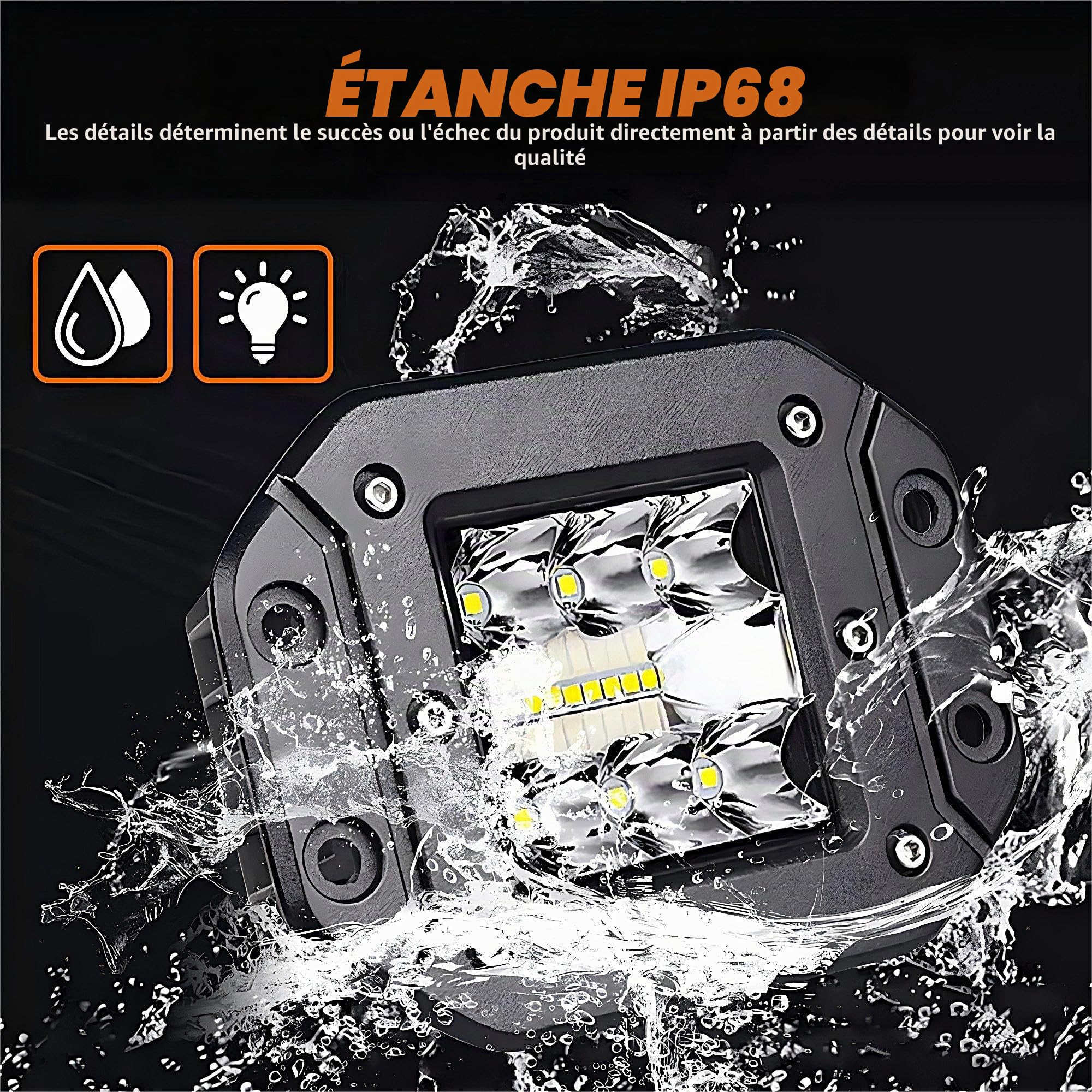 Phare de travail LED 12 V / 24 V, 2 x 5 pouces Phare LED à montage encastré Pods cube Éclairage supplémentaire tout-terrain pour tracteur, voiture, SUV, excavatrice