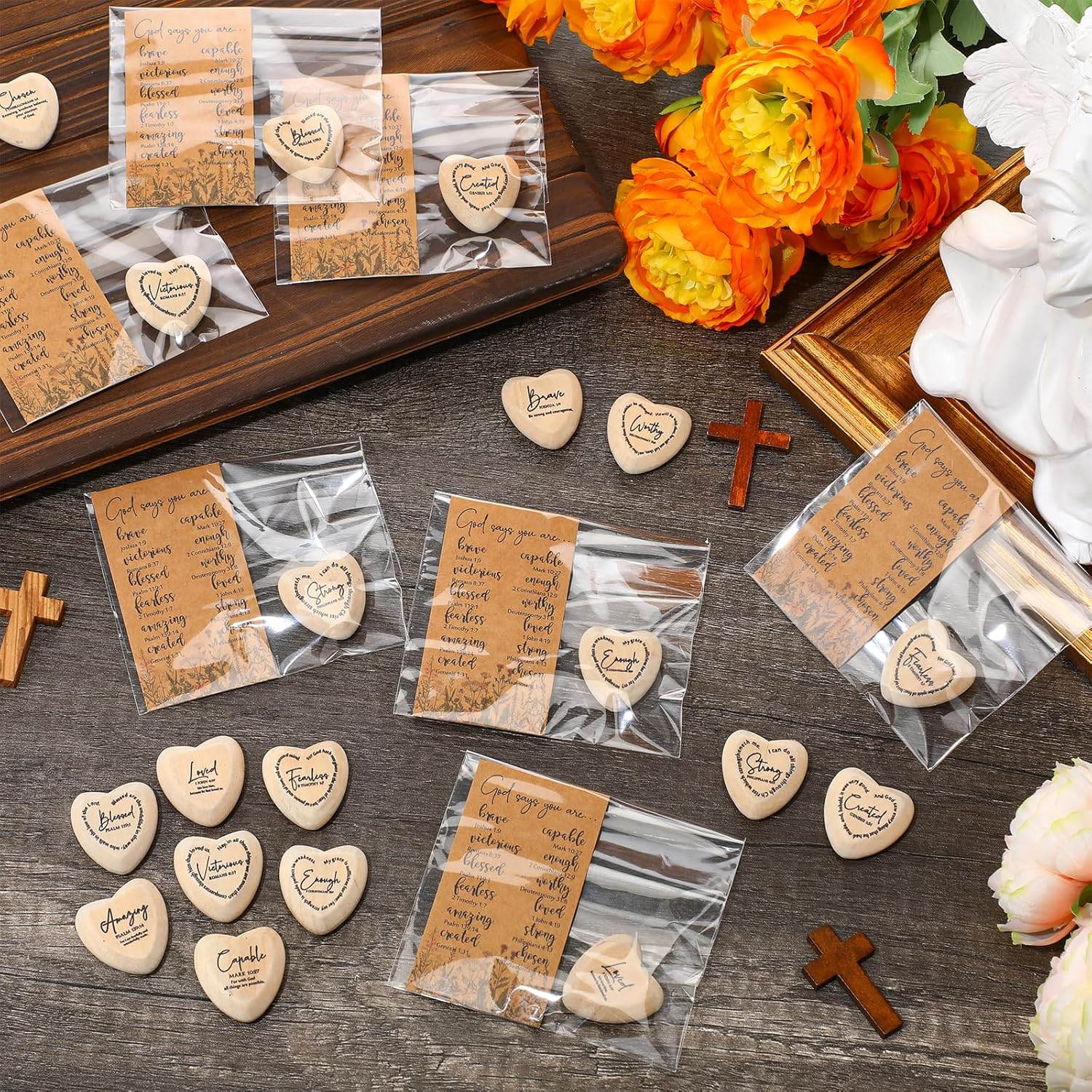 Yalikop 48 Set God Says You are Inspirational Christian Church Gift Religious Wooden Pocket Heart Token Bible Verse Word Affirmation Favor Encouragement Card for VBS Sunday School Coworker (Scripture) Yalikop 48 Set God Says You are Inspirational Christian Church Gift Religious Wooden Pocket Heart Token Bible Verse Word Affirmation Favor Encouragement Card for VBS Sunday School Coworker (Scripture)