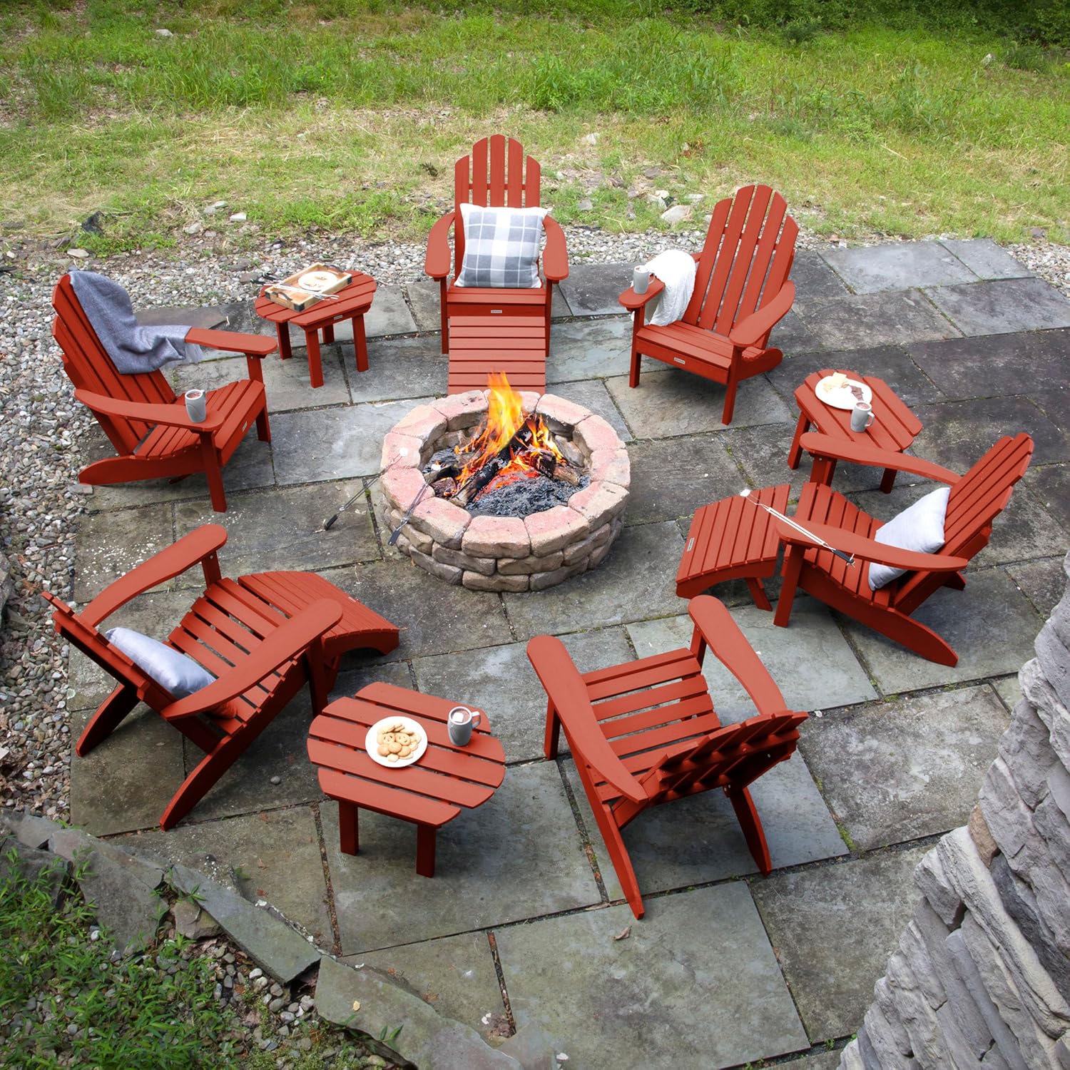 Highwood AD-KITCLAS7-RED The Adirondack Collection 12 pc Westport Outdoor Fireside Set, Rustic Red