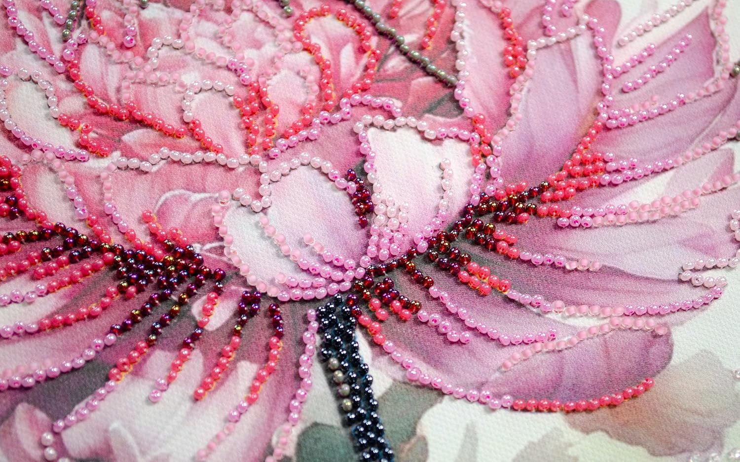 Wizardi Bead Embroidery Kit - Petal Dream. Colorful Beads, Beading Needles. DIY Kit. Embroidery for Beginners. Home Decor. AB-927 Abris Art