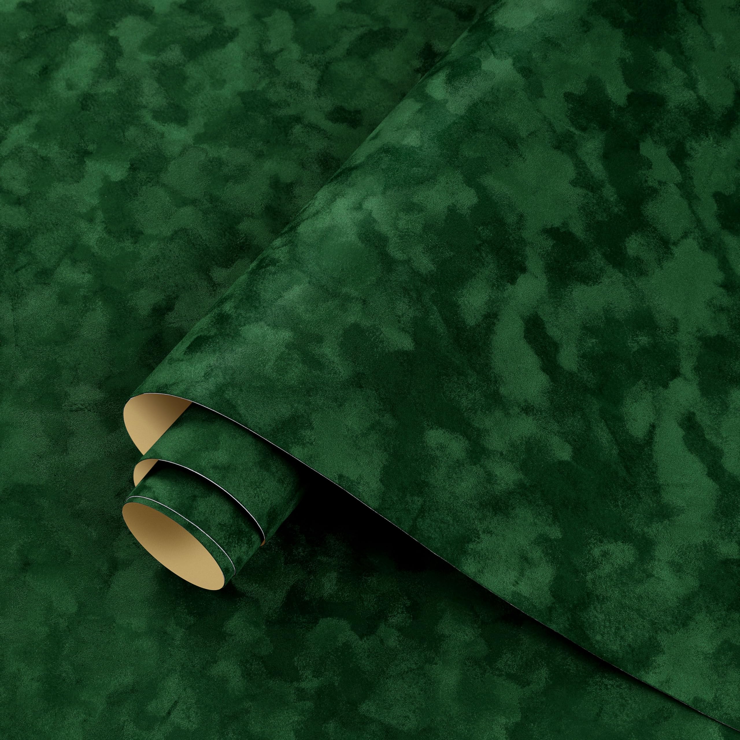 ReWallpaper Velvet Peel and Stick Wallpaper Dark Green 44.5CMx7M Vintage Textured Wallpaper for Bedroom Hallway Velvet Flocking Sticky Back Fabric Green Lining Paper for Drawers Jewelry Box