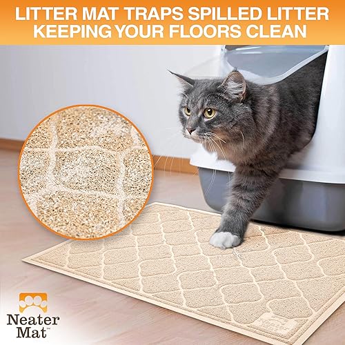 Miniatura 2 de Neater Pets Neater Mat Tapete para atrapar la arena, material grueso y duradero que atrapa el desorden de la caja de arena de gatitos para proteger
