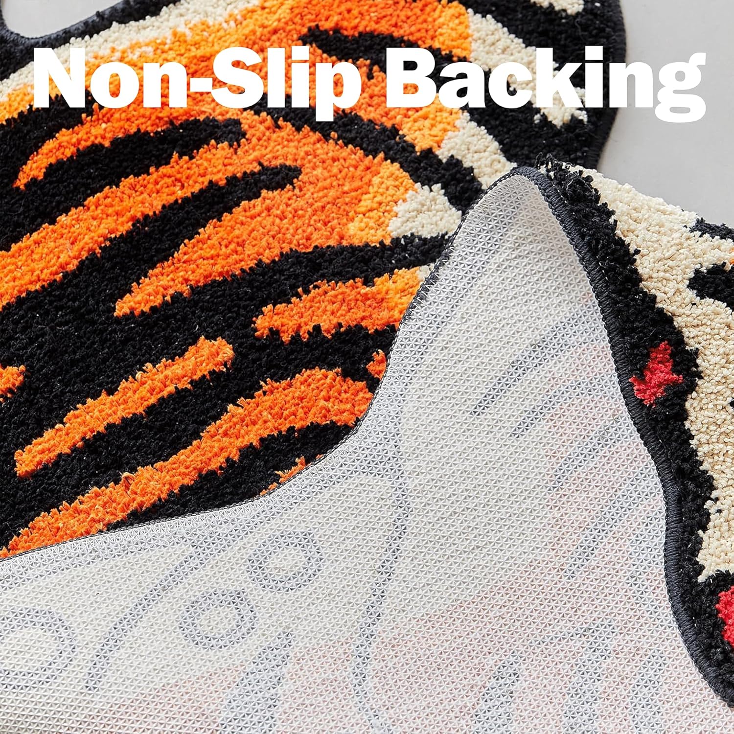 5x3.3 ft Tibetan Tiger Area Rug Tufted High Pile XLarge Indoor Machine Washable Carpet with Nonslip TPR Backing - Bedroom, Bathroom, Living & Dining Room Home Décor, Orange