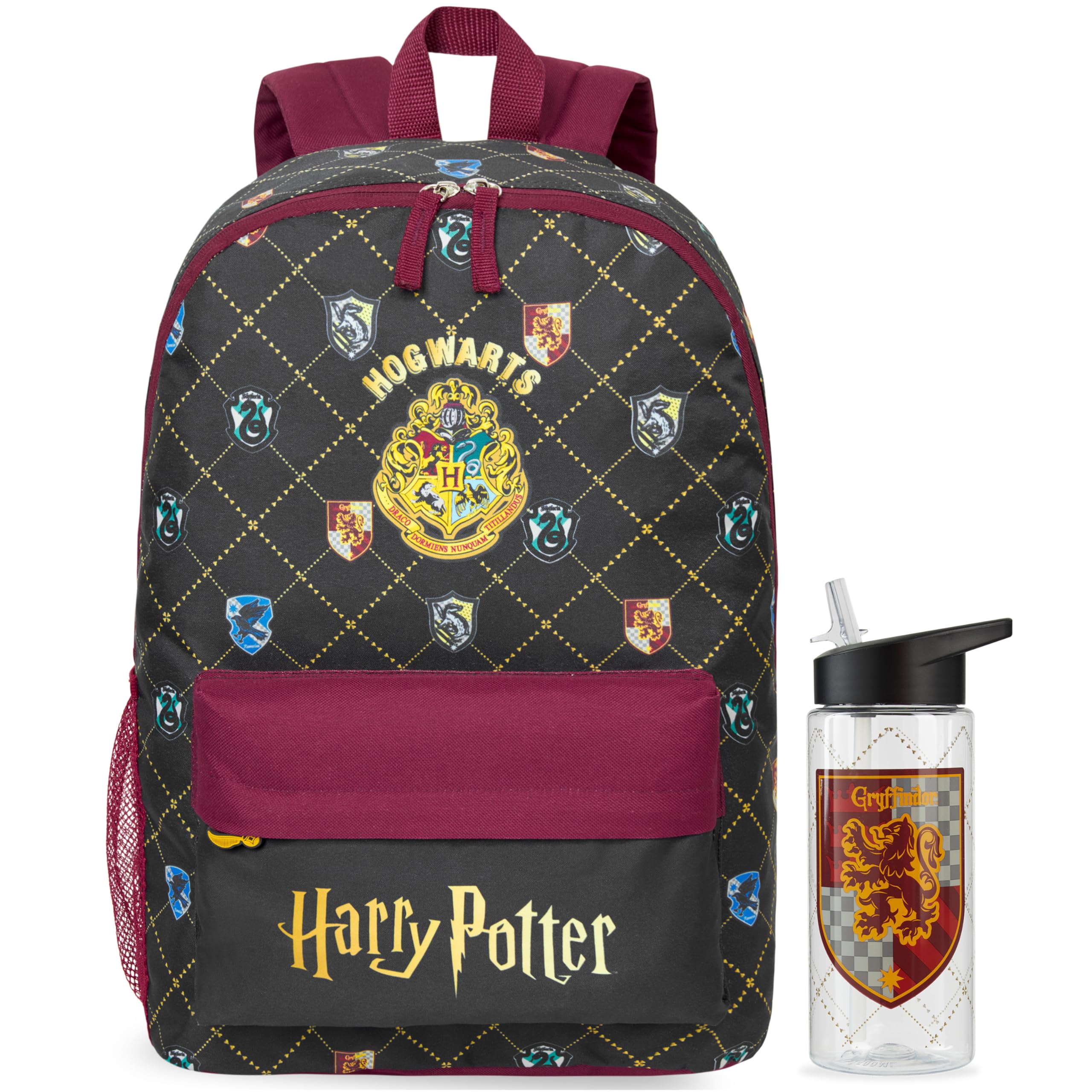 Get Trend Harry Potter Sac a Dos avec Gourde Enfant 500ml, Fermeture Eclair Rembourré Cartable et Gourde