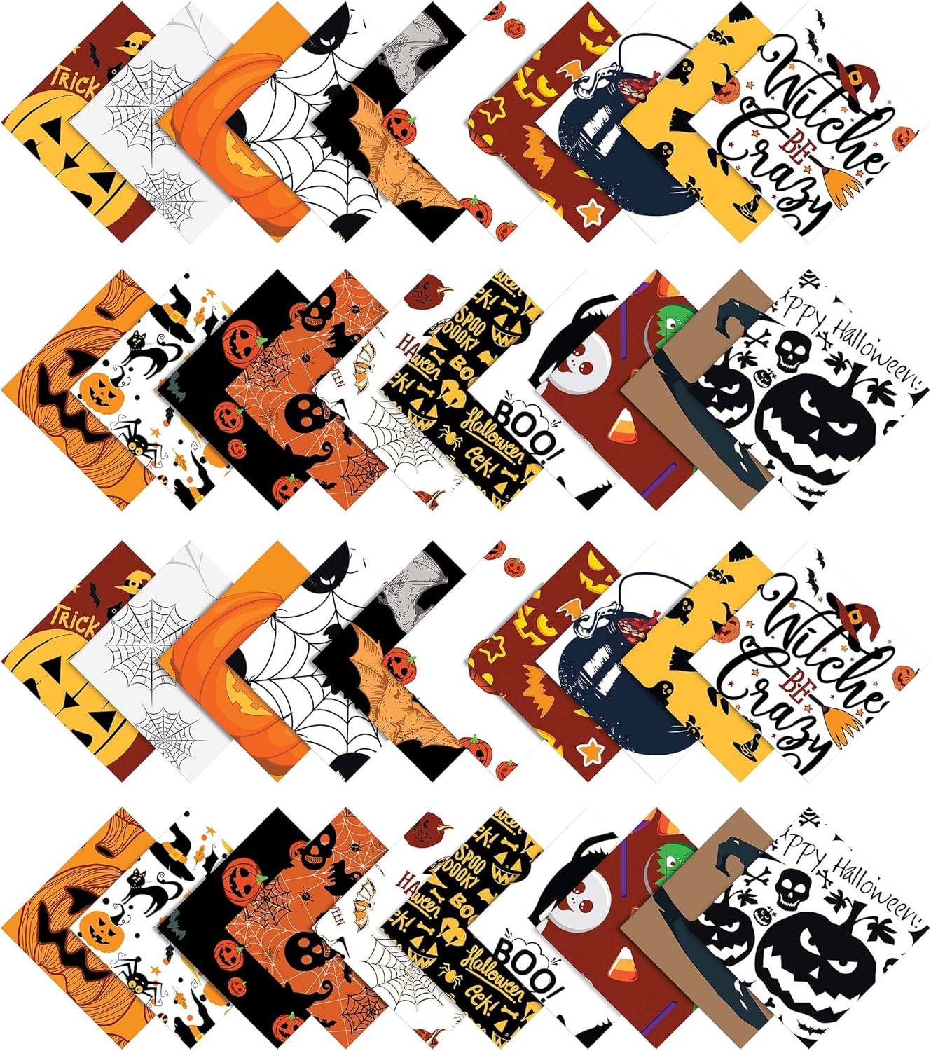 Soimoi 40Pcs Halloween Print Cotton Precut Fabrics for Quilting Craft Strips 2.5x42inches Jelly Roll - Multicolor