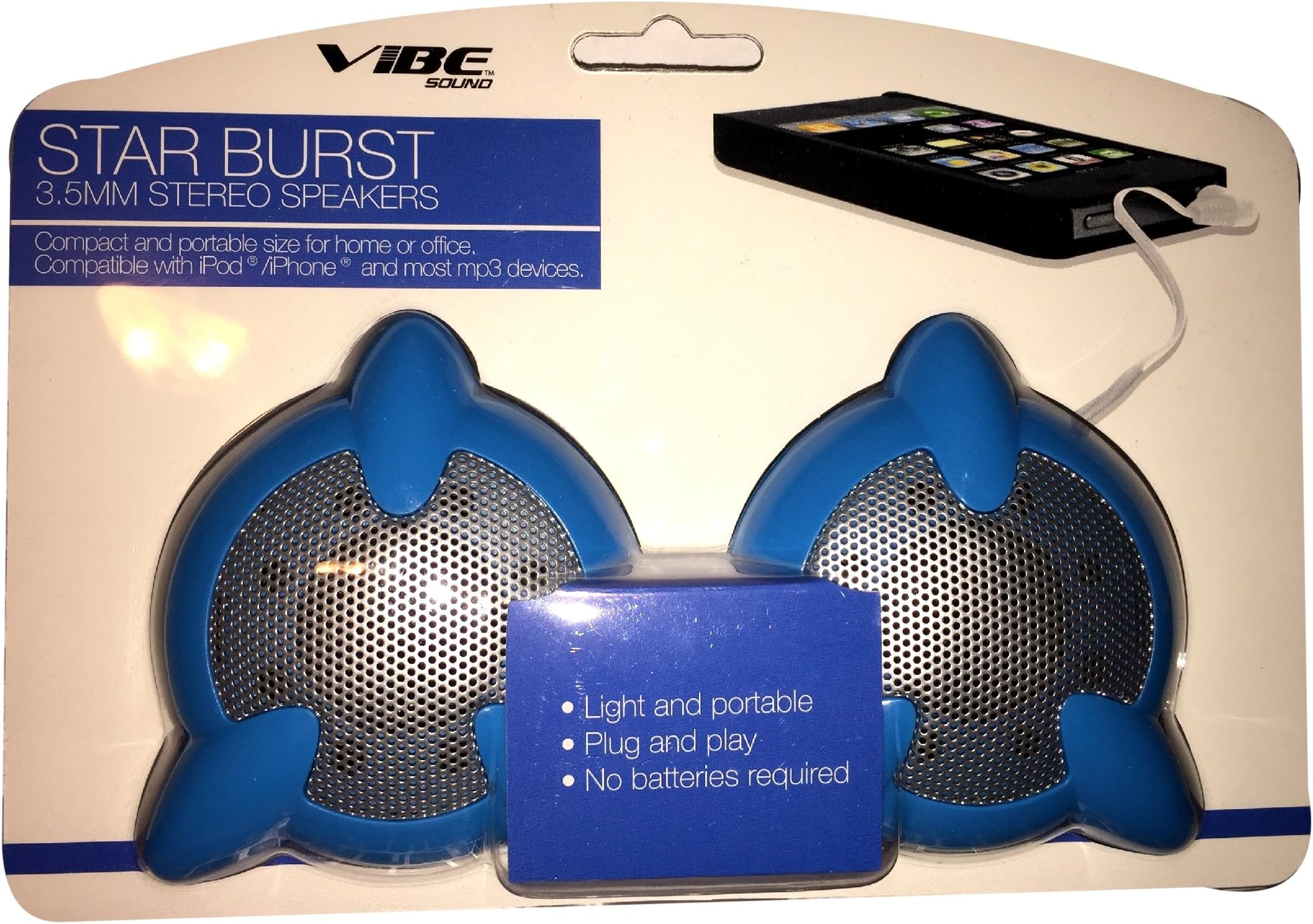 VIBE SOUND - Star Burst 3.5mm Stero Speakers (Portable) [BLUE]