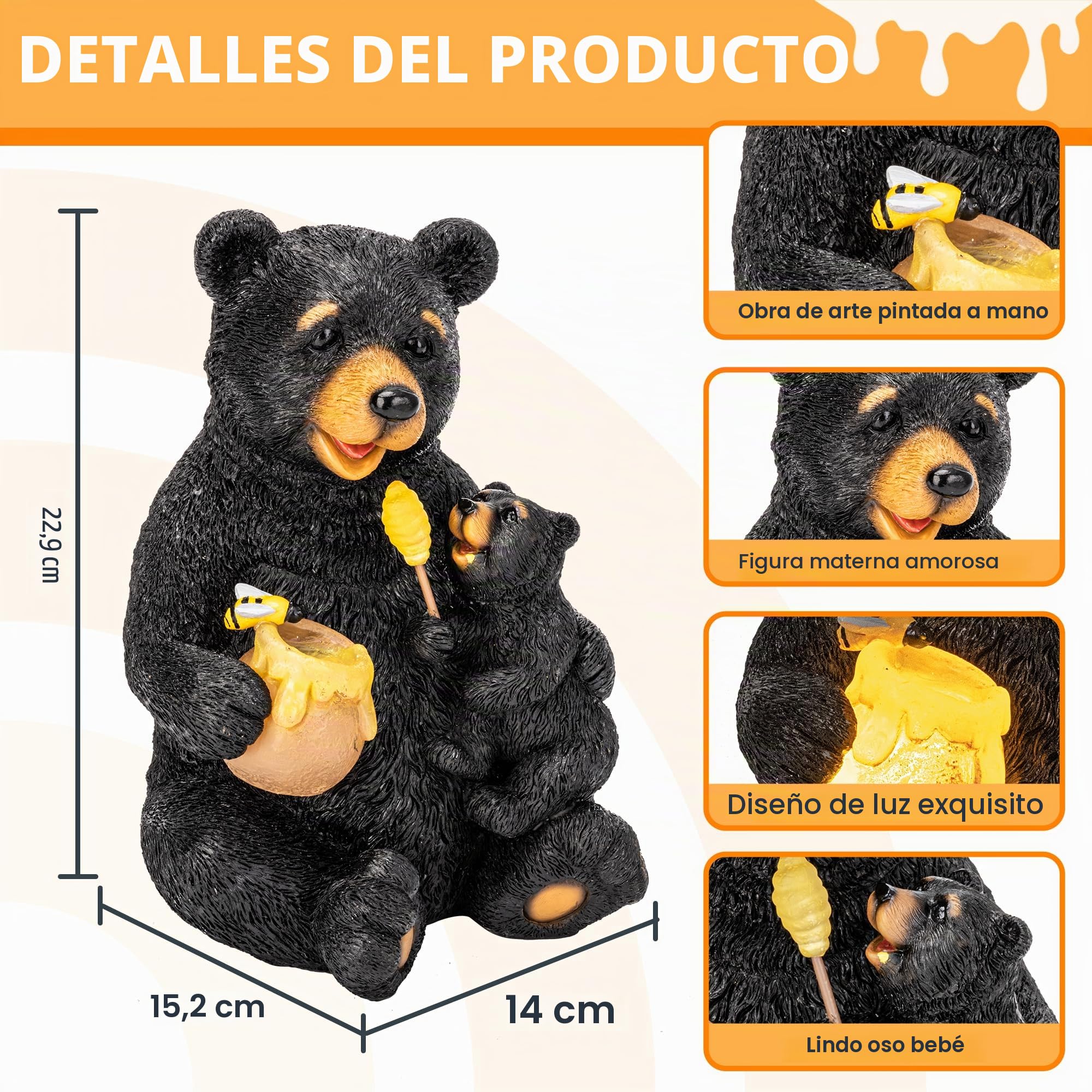 GIGALUMI Estatuas solares de jardín con Luces de Oso Amoroso para Exteriores, decoración de Patio al Aire Libre, decoración de jardín, cumpleaños de inauguración de la casa para