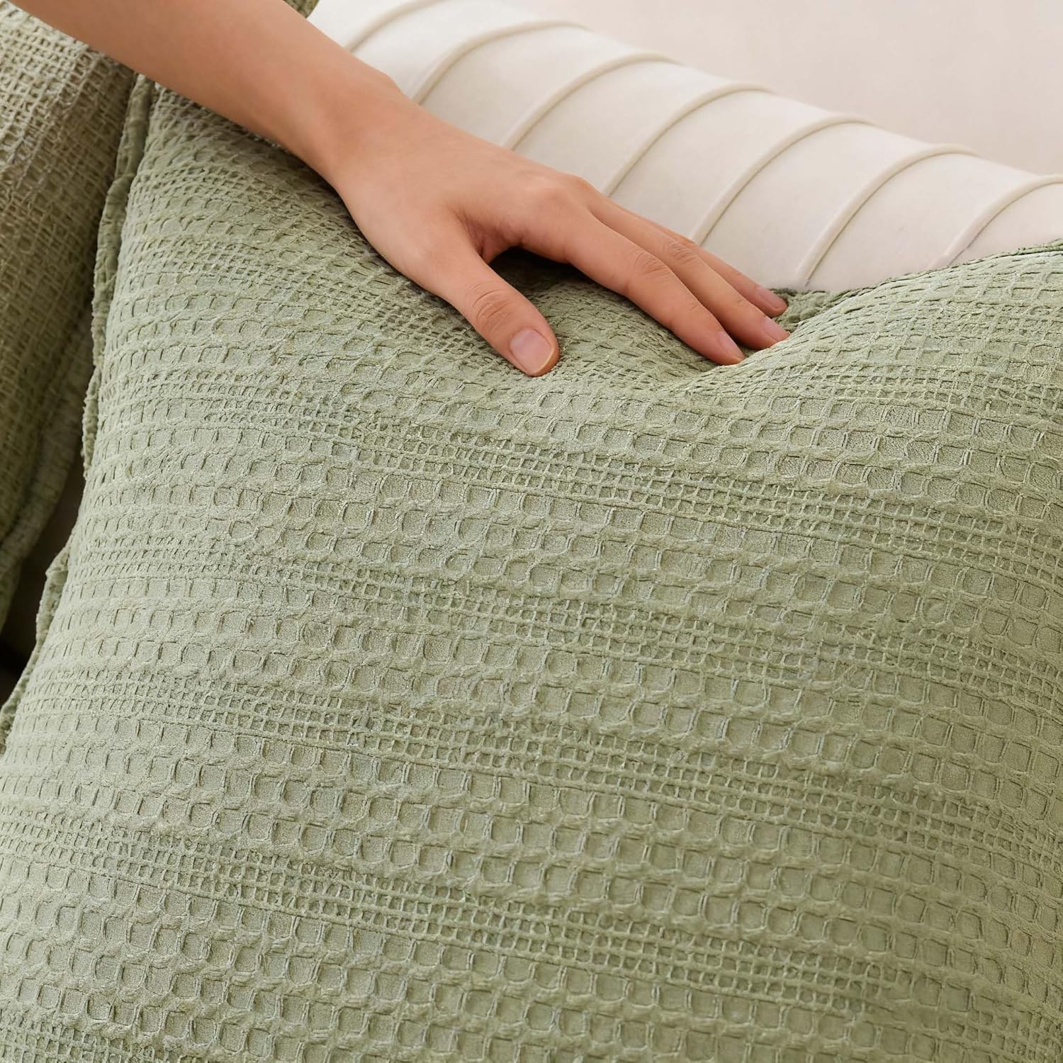 18x18 Throw Pillow Covers Set of 2 100% Cotton Decorative Pillow Shams with Hidden Zipper Sofa Couch for Modern Home Living Bedroom Decor,Sage Green
