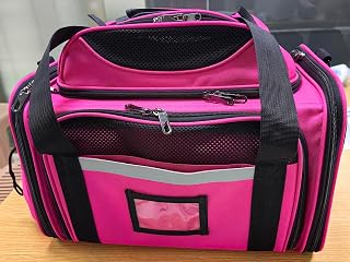 Expandable Cat Carrier Sturdy Pet Bag Travel Crate Top Load/Collapsible Kitty Carry Bag Big Kitten Mesh/Sturdy Animal Transport Cag Long Trips (Rose Red)