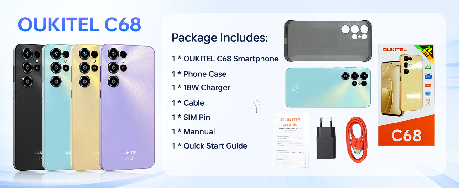 Amazon.com: OUKITEL Teléfono celular desbloqueado C68 -Pantalla de