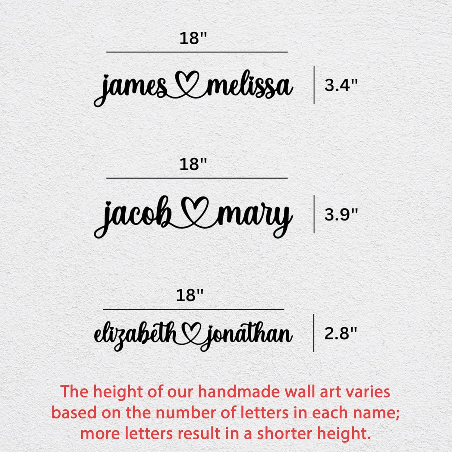 Custom Metal Heart Couples Sign – Personalized Romantic Wall Décor Featuring Two Names Connected by Heart, Elegant Bedroom or Living Room Accent, Perfect Wedding, Anniversary, or Valentine’s Day Gift