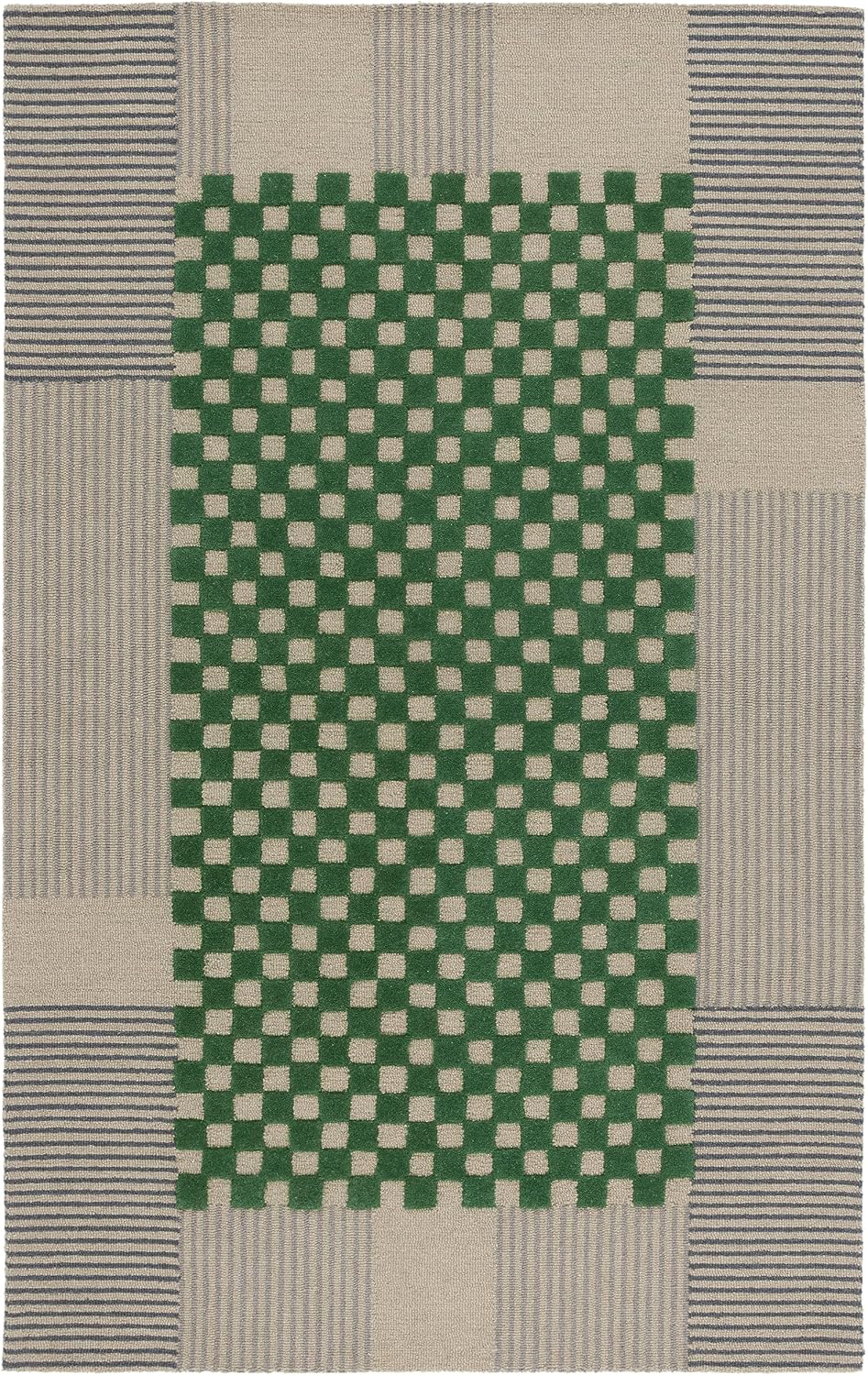 SAFAVIEH Genre Collection Area Rug - 6' x 9', Grey & Green, Handmade Wool, Ideal for Living Room, Bedroom, Dining (GRE207F-6)