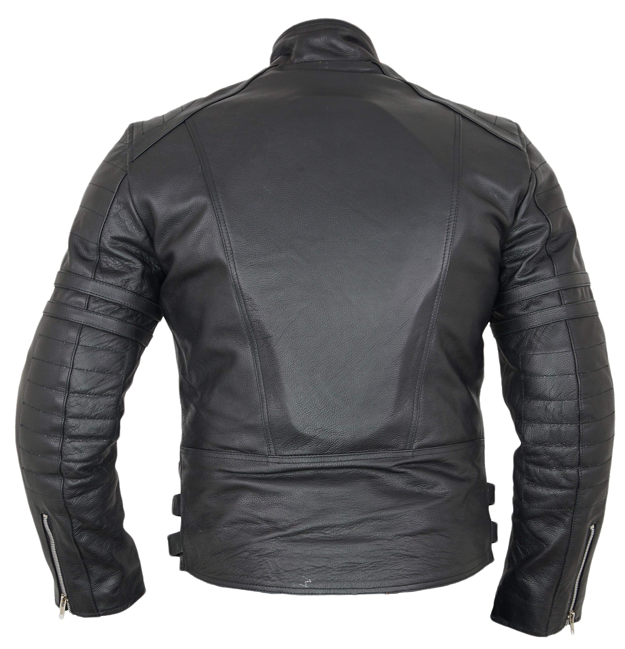 MDM Retro Motorrad Lederjacke in Schwarz