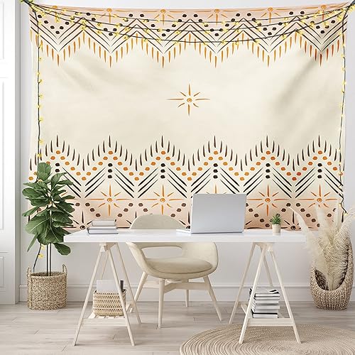 Ambesonne Tapiz geométrico, motivo azteca prehistórico vintage con impresión de efecto de arte popular, colgante de pared ancho para dormitorio,