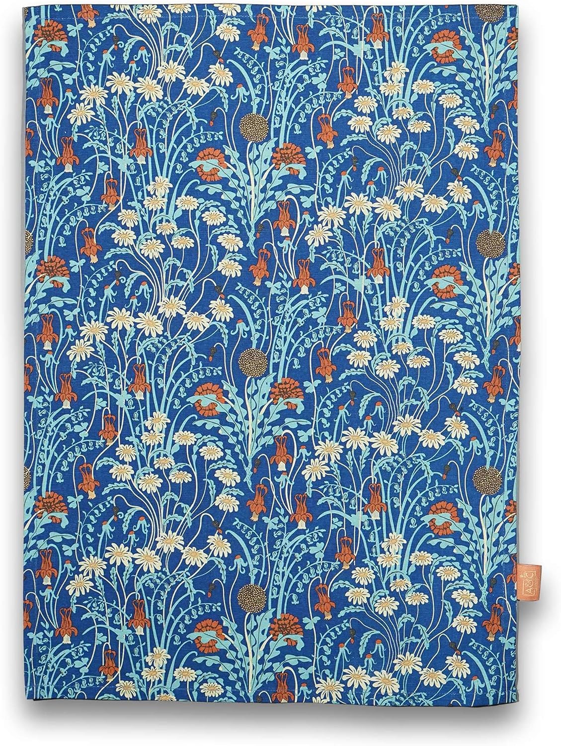 Half Moon Bay Meadow Flowers by ACS W. Crane 25 x 18 Inch Teal Red and White 100% Recycled Cotton Kitchen Tea Towel