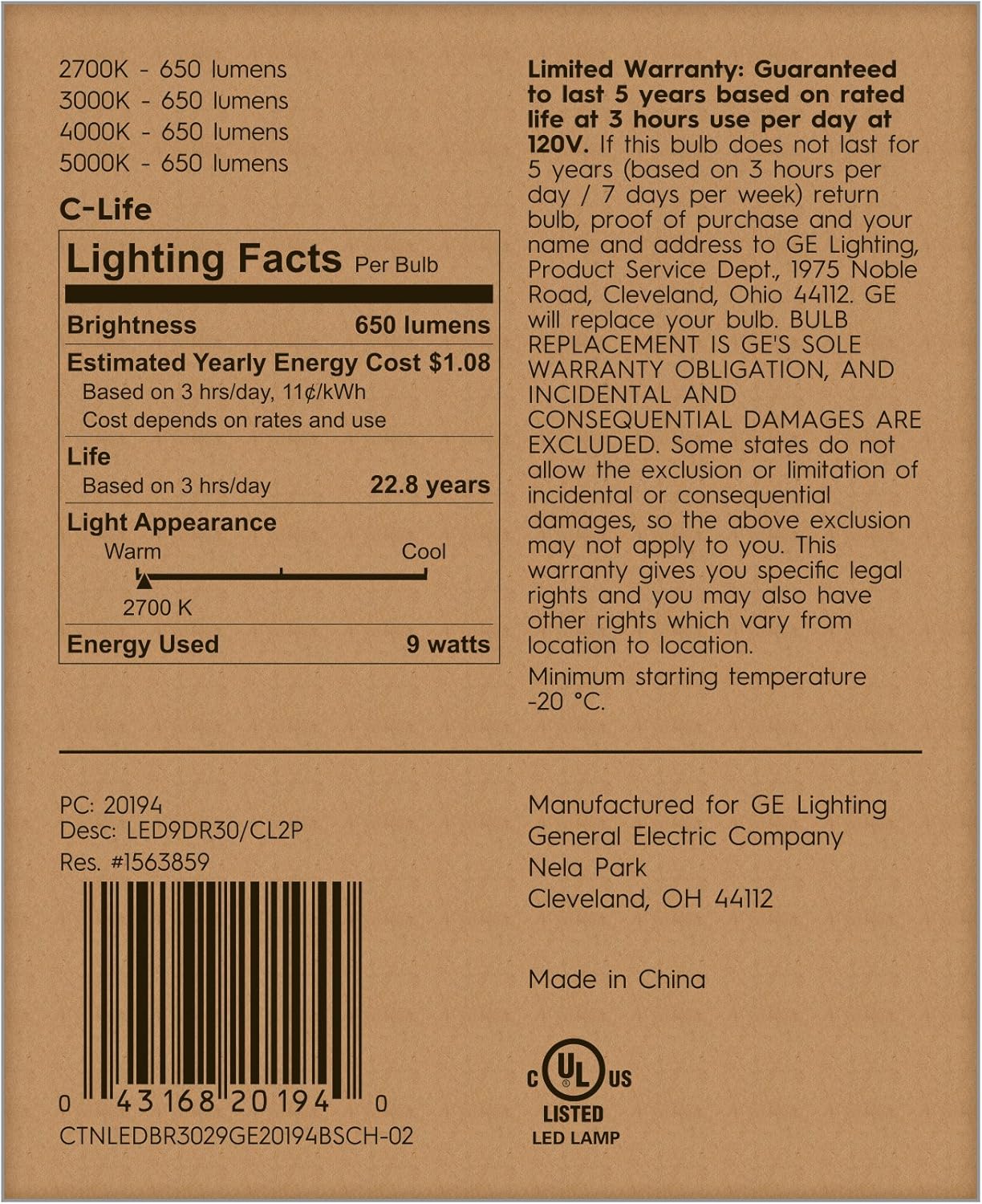 C by GE C-Life Smart LED Tintable White Indoor Floodlight Light Bulbs, 2-Pack, Works with Alexa