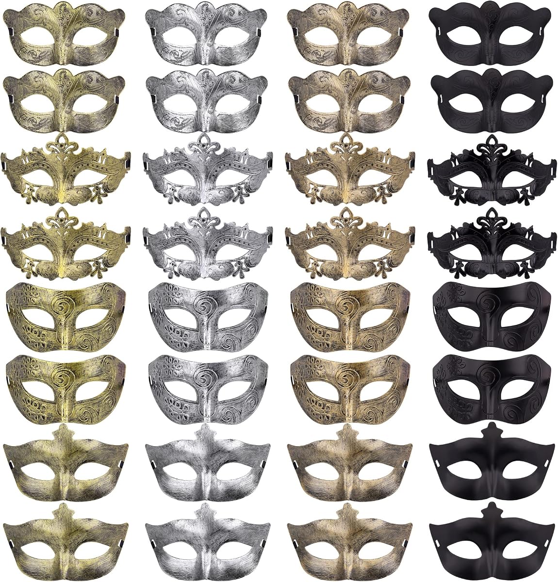 32 Pieces Masquerade Masks Venetian Vintage Antique Mask for Men Women