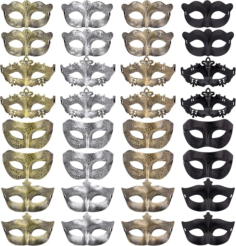 32 Pieces Masquerade Masks Venetian Vintage Antique Mask for Men Women