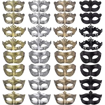 FEQO Pack of 32 Masquerade Venetian Mask Vintage Antique Masks Retro Masquerade Masks for Men Women Carnival Halloween Costume Party