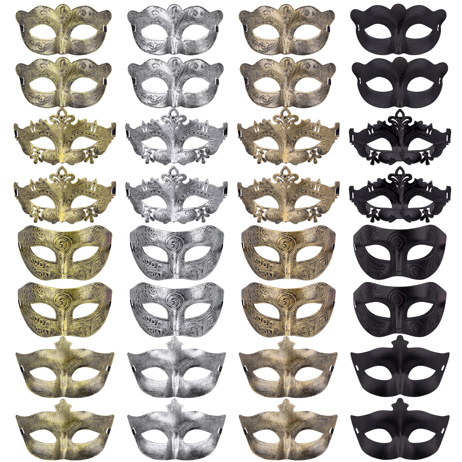 FEQO 32 Pieces Masquerade Masks Vintage Antique Masks Venetian Masks