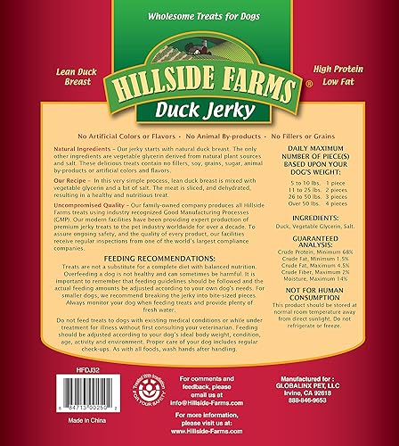 Miniatura 2 de Hillside Farms Golosinas de pato para perros con solo 3 ingredientes y sin rellenos, bolsa de 2 libras