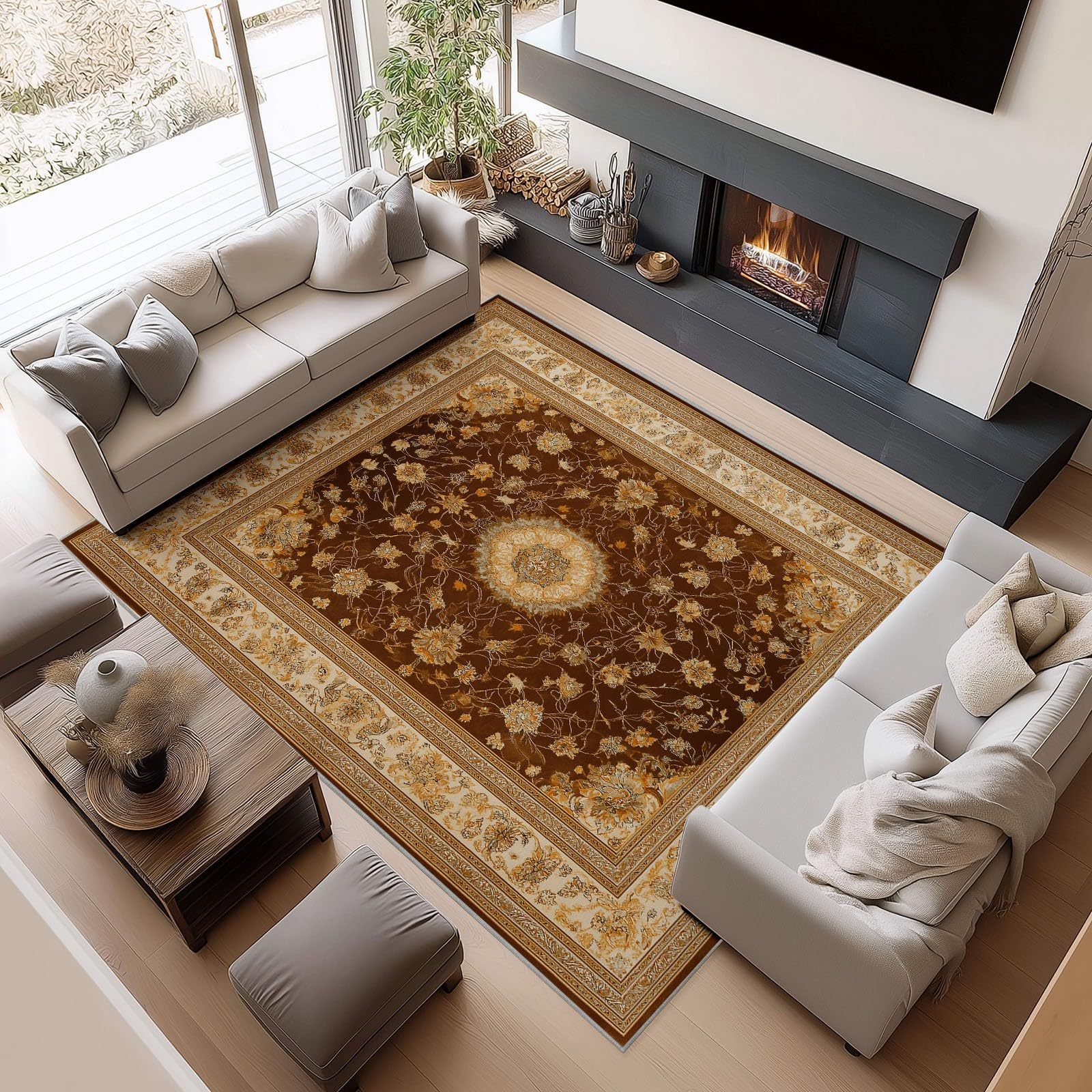 Alfombra lavable para dormitorio que no desliza: suavidad floral vintage de 90 x 150 cm