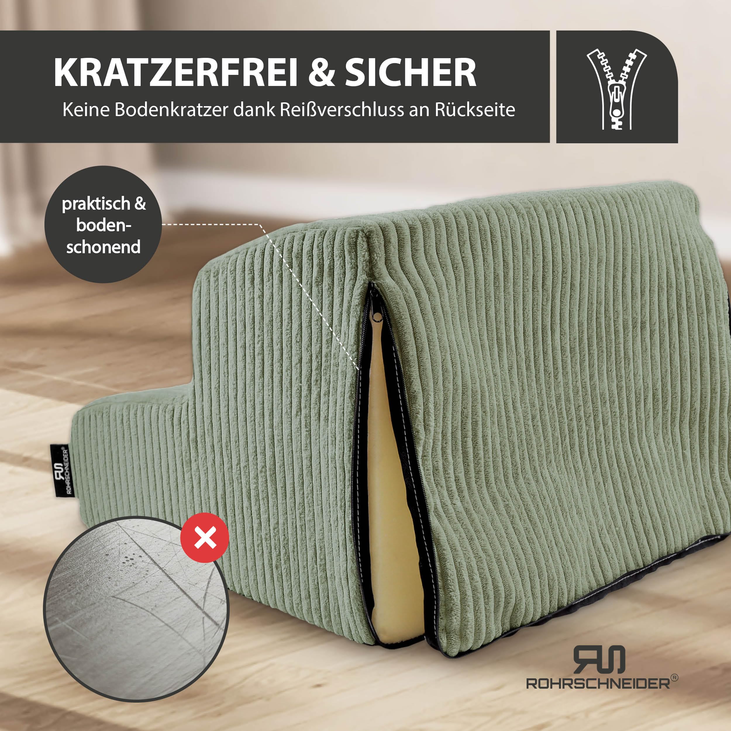 Rohrschneider Haustiertreppe klein, waschbar, Schaumstofffüllung (Salbei) | rutschfest, waschbarer Cordbezug