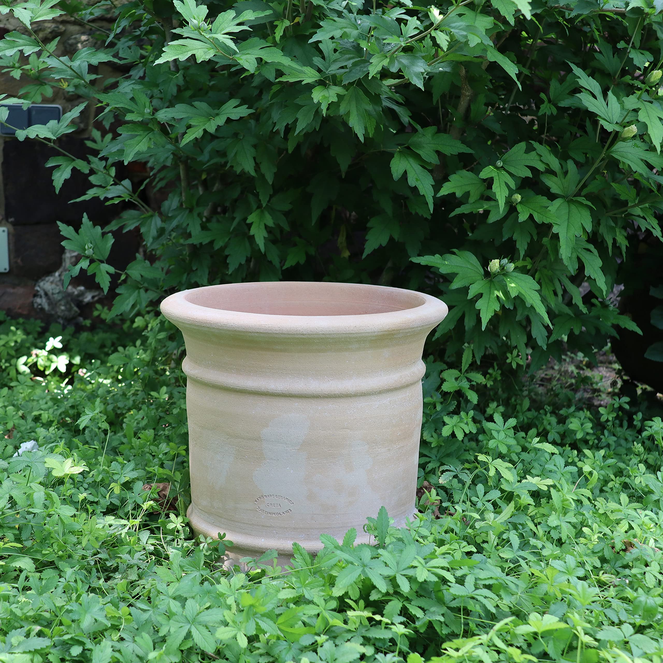 Palatina Werkstatt Vaso da fiori Canna in terracotta, 35 cm, realizzato a mano, per balcone, ingresso e piccole terrazze, vaso in terracotta resistente al gelo, 32 litri