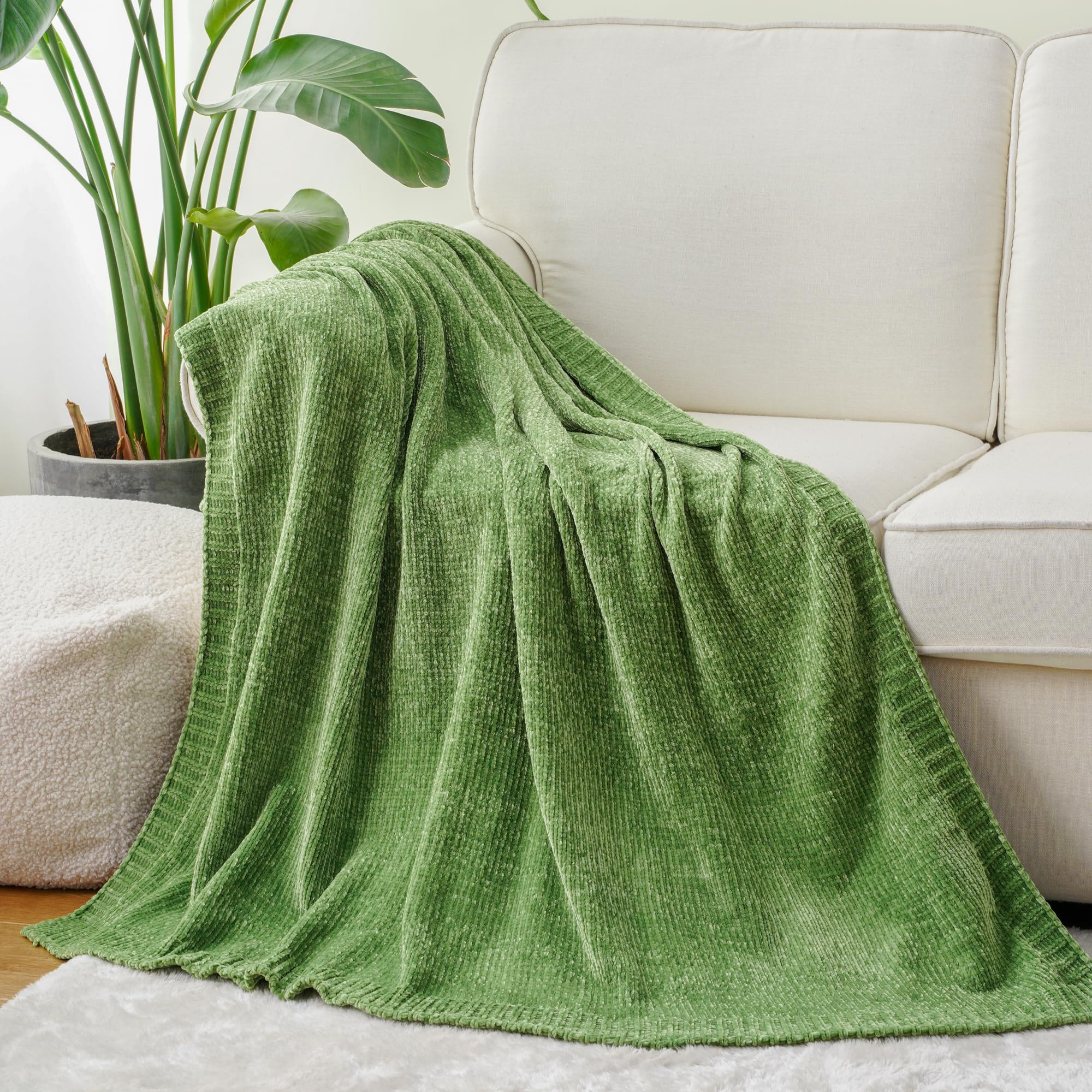 Amazon.com: BATTILO HOME Chenille Knitted Throw Blanket for Couch ...
