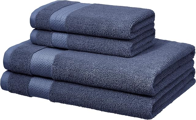 Amazon Basics Performance Towels - 2 Bath and 2 Hand, Twilight Blue